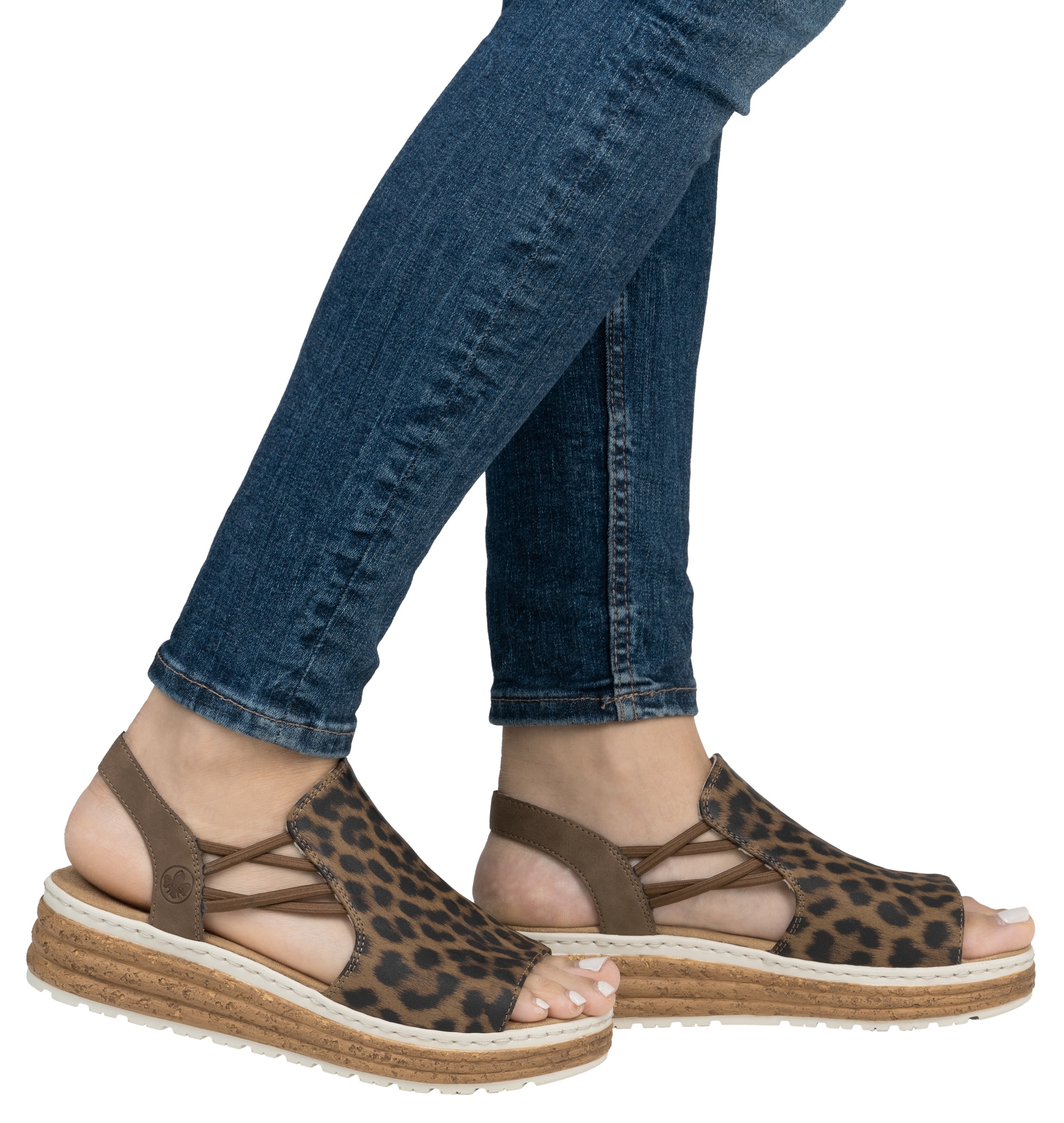 Rieker Keilsandalette, Sommerschuh, Sandale, Urlaubschuh mit seitlichen Gummizügen