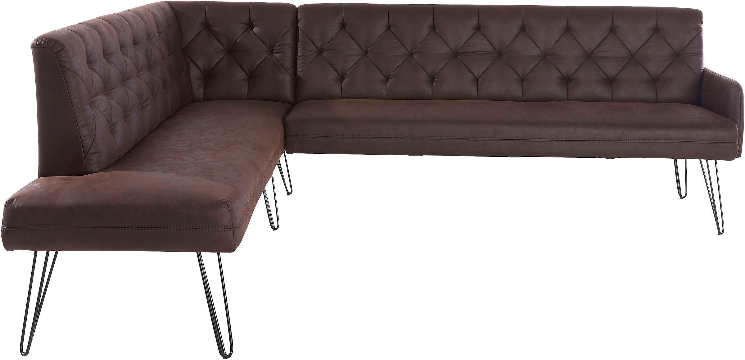 exxpo - sofa fashion Eckbank »Doppio, Chesterfield Optik, komfortabel und bequem, hohe Designfüße«, Frei im Raum stellbar
