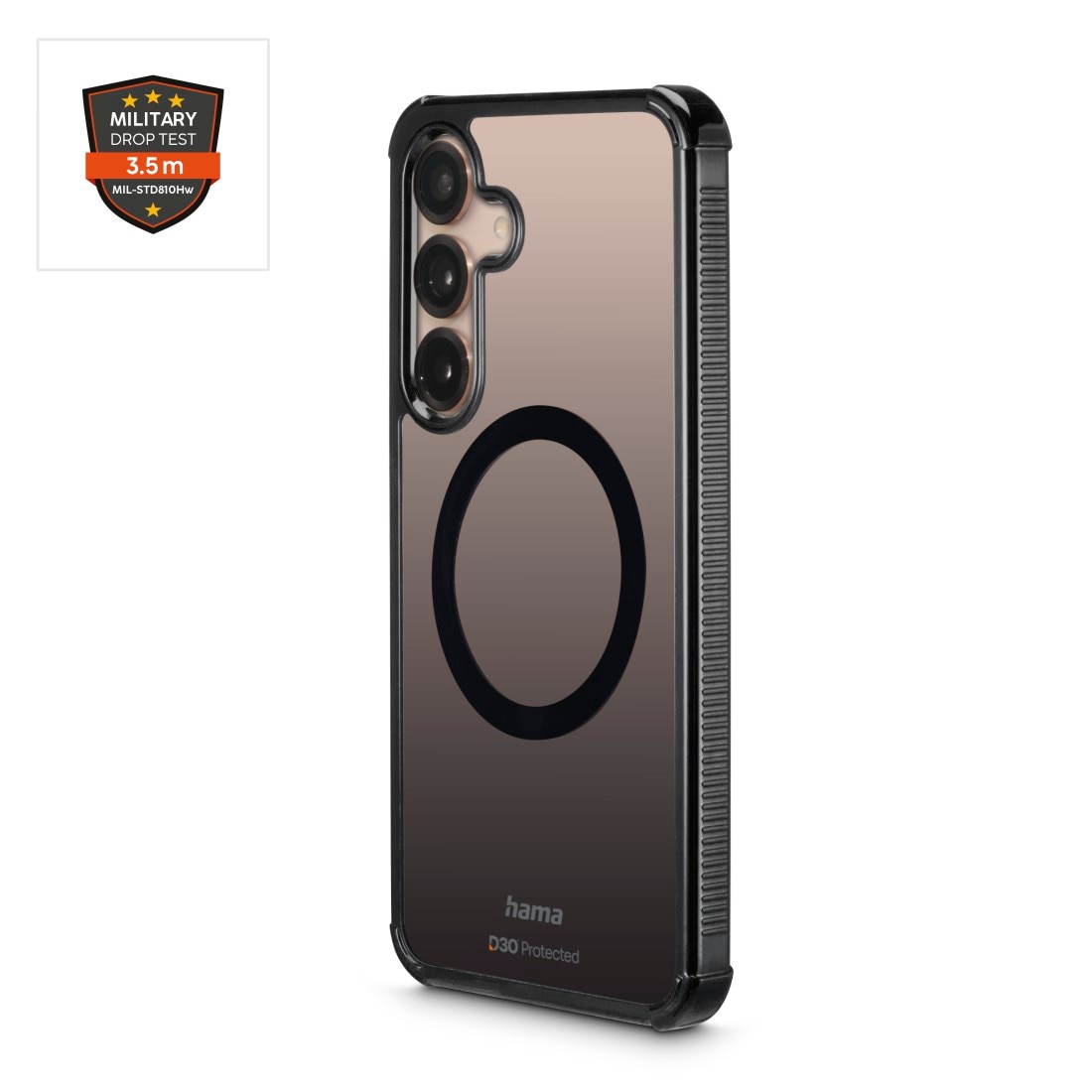 Hama Smartphone-Hülle »Handyhülle magnetisch für Galaxy S25+ (für Qi2, D3O, schwarz)« Smartphones Wireless-Charging