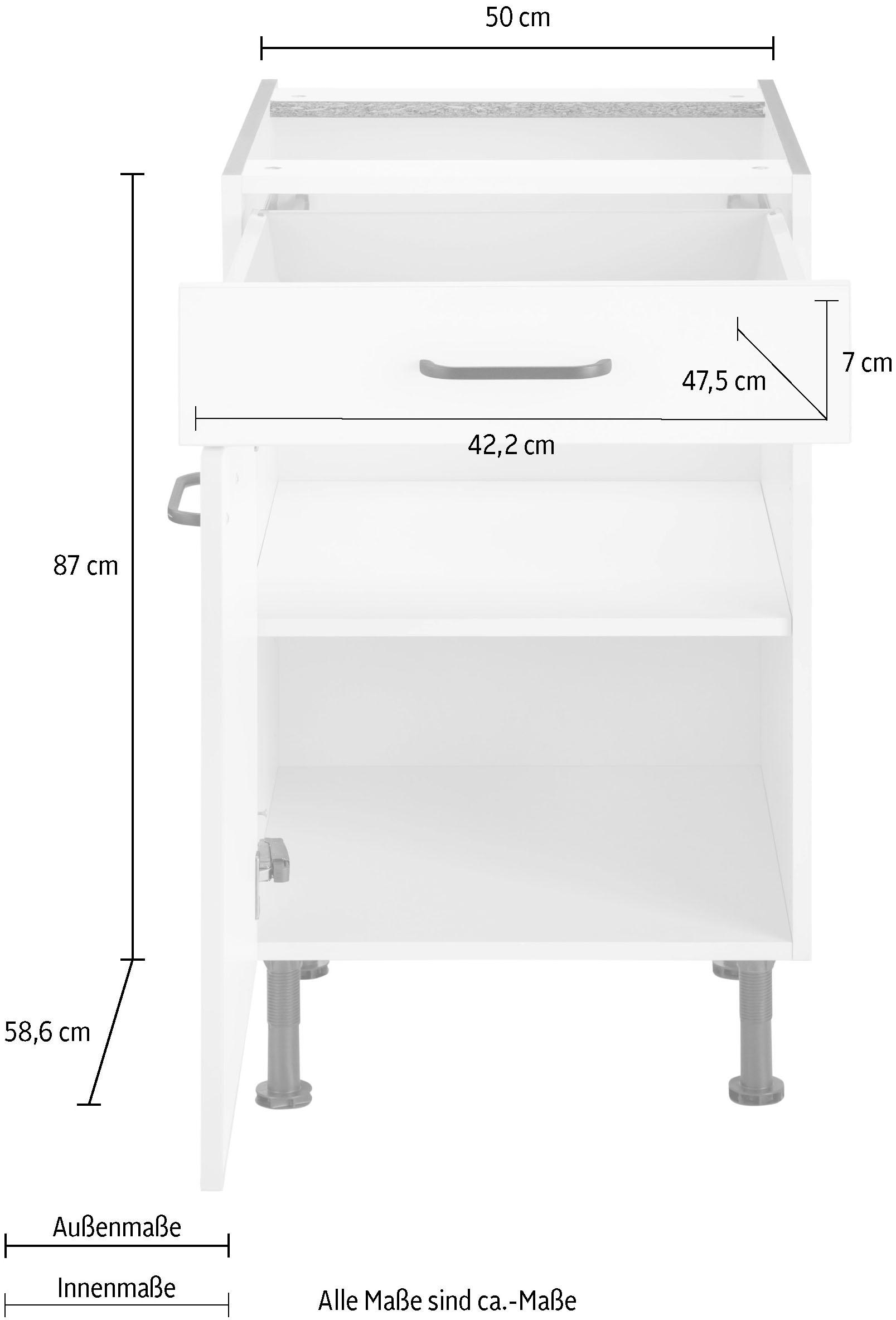 Soft-Close-Funktion, »Elga«, mit Vollauszug, Unterschrank bei Breite 50 cm OPTIFIT OTTO Metallgriffen,