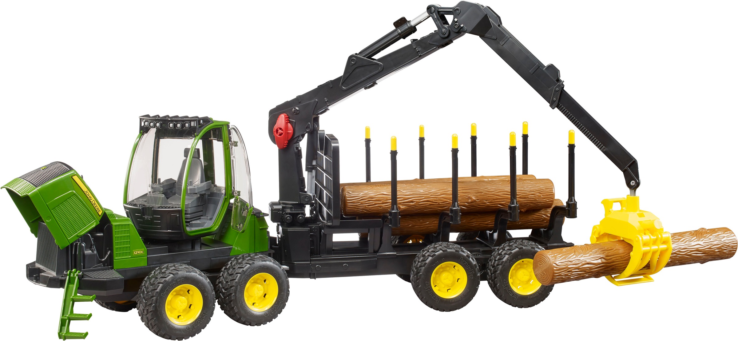 Bruder® Spielzeug-Traktor »John Deere 1210E Rückezug m.Holzgreifer/Baumstämme (02133)« Made in Europe