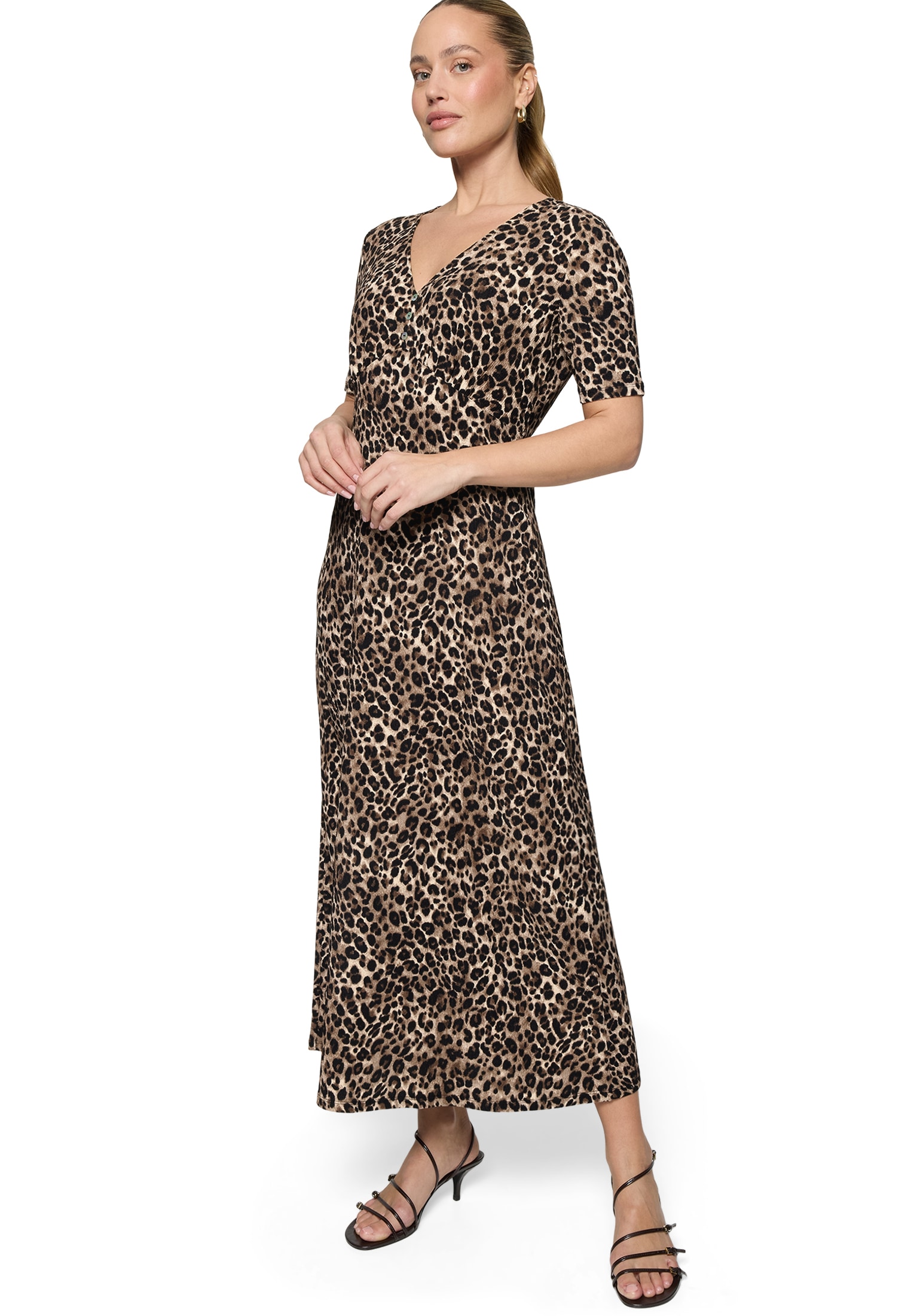 Zero Maxikleid »Maxikleid kurzarm mit Leoprint«