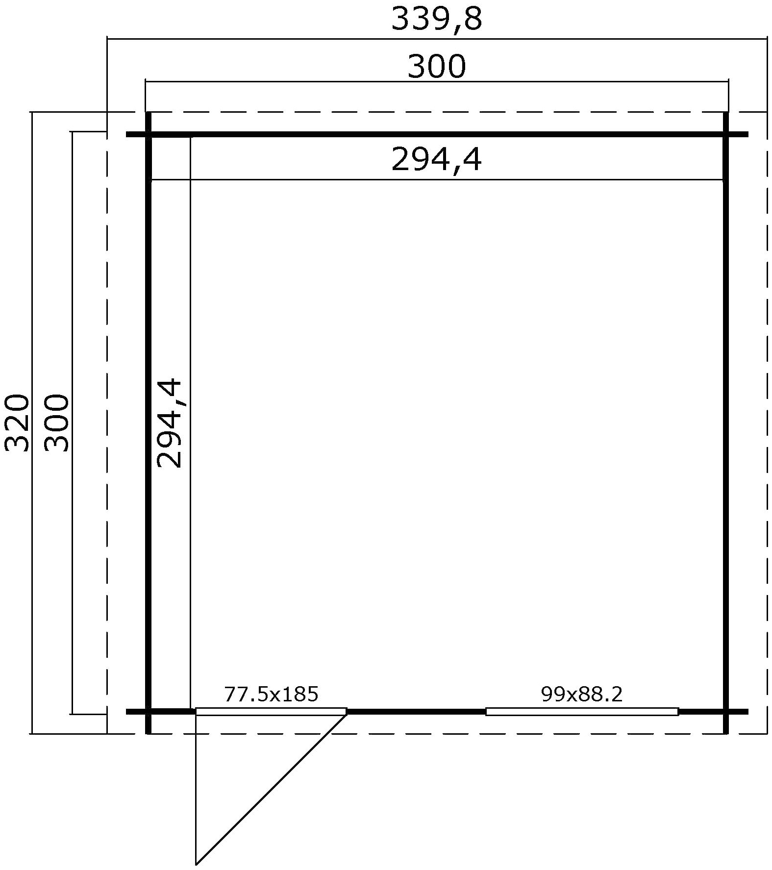 LASITA MAJA Gartenhaus »Wels 3«, Blochbohlenhaus 28mm, Fundamentmass 3000x3000, SCHWEDENROT