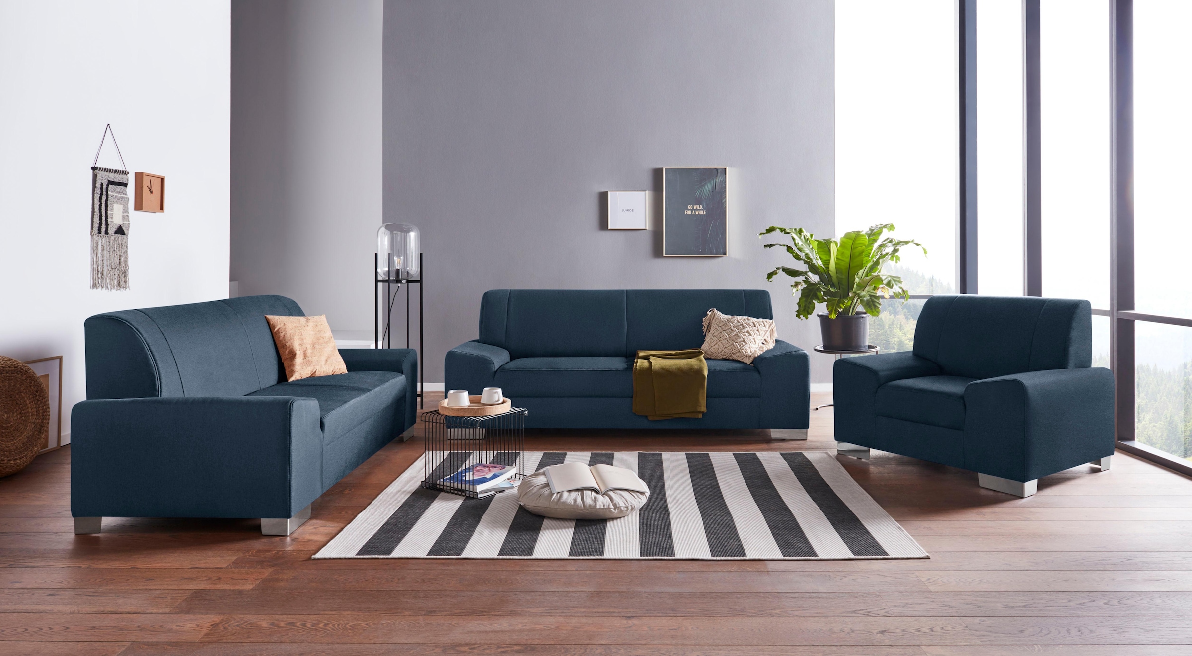 DOMO collection 2,5-Sitzer »Anzio kubisches Design, flache Armlehnen, Breite 214cm« Mit Federkern