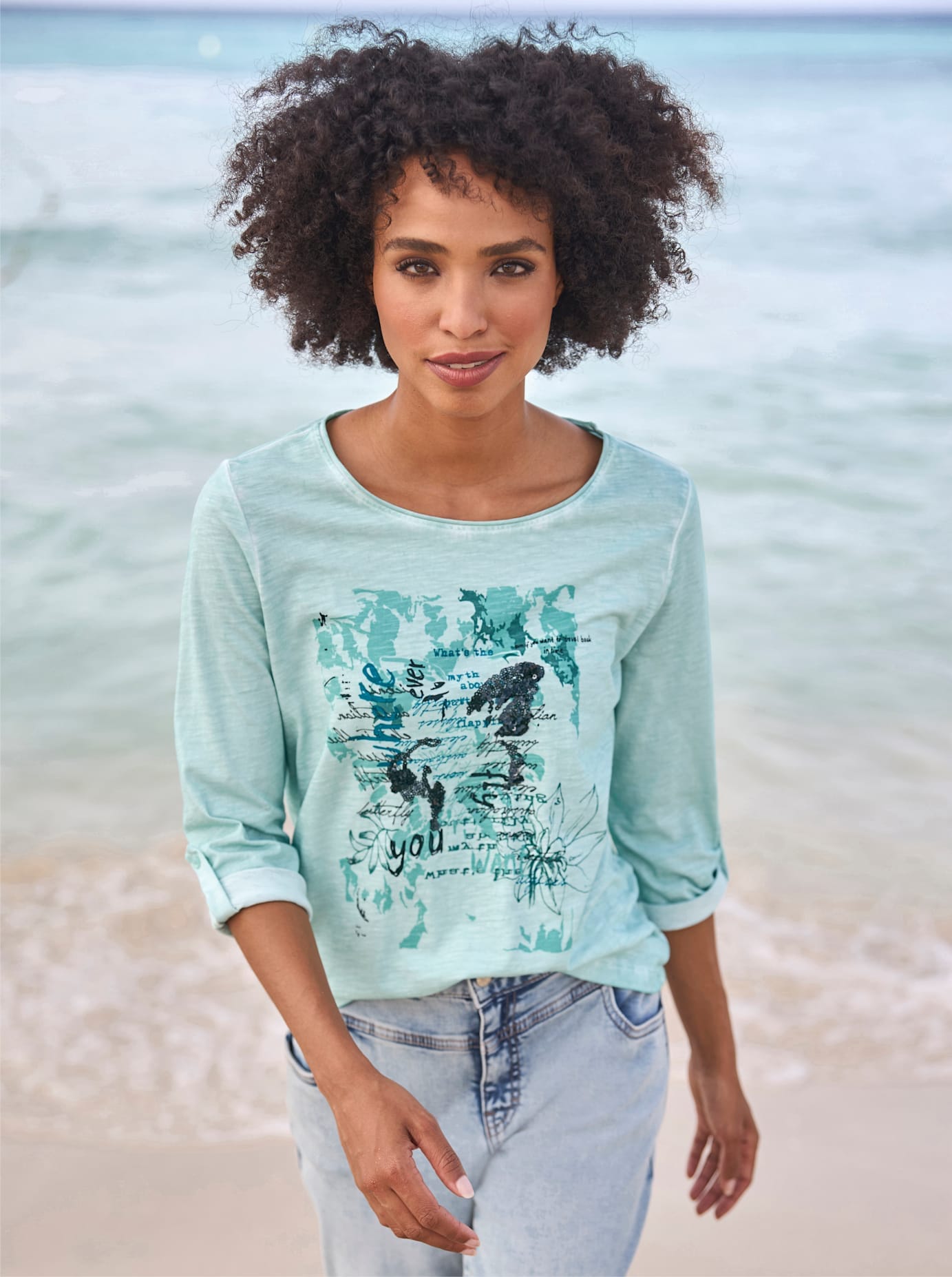 Heine Damen 3/4-Arm-Shirt »Shirt« 1 Stk. tlg. in grün, Größe 38