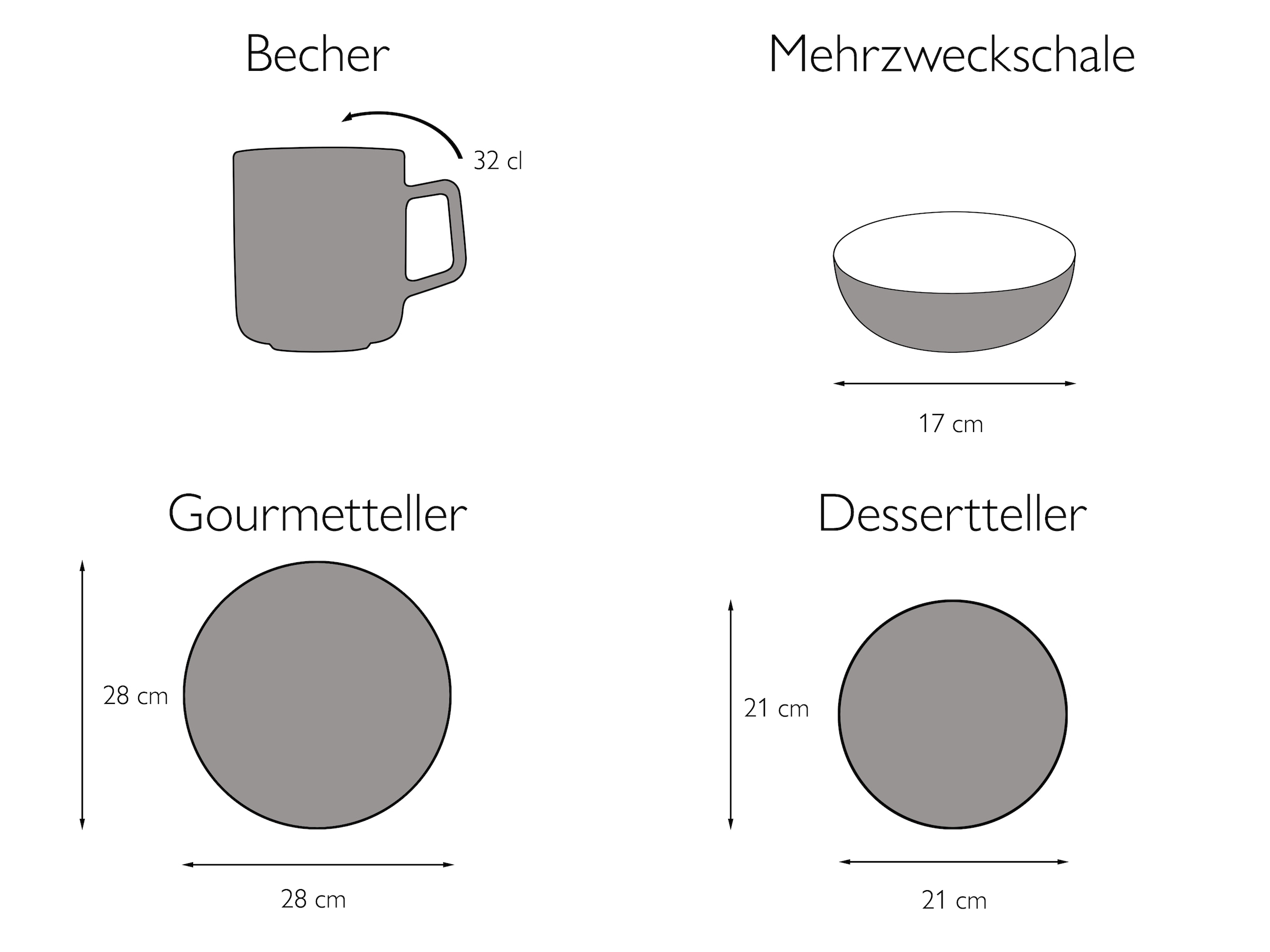 CreaTable Kombiservice »Geschirr-Set VINTAGE NATURE«, (Set, 16 tlg., Kaffeeservice und Tafelservice im Set, für 4 Personen), Service, handgemalt, gesprenkelt, 16 Teile, für 4 Personen
