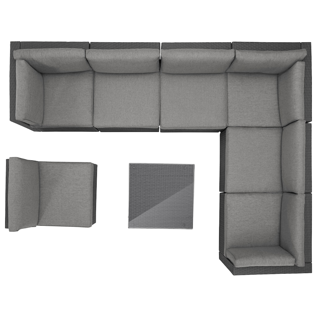 KONIFERA Gartenlounge-Set »Malta«, (25 tlg.), Ecklounge, Sessel, Tisch 69x69 cm, mit GRATIS-Zugabe: 1 zweiter Tisch