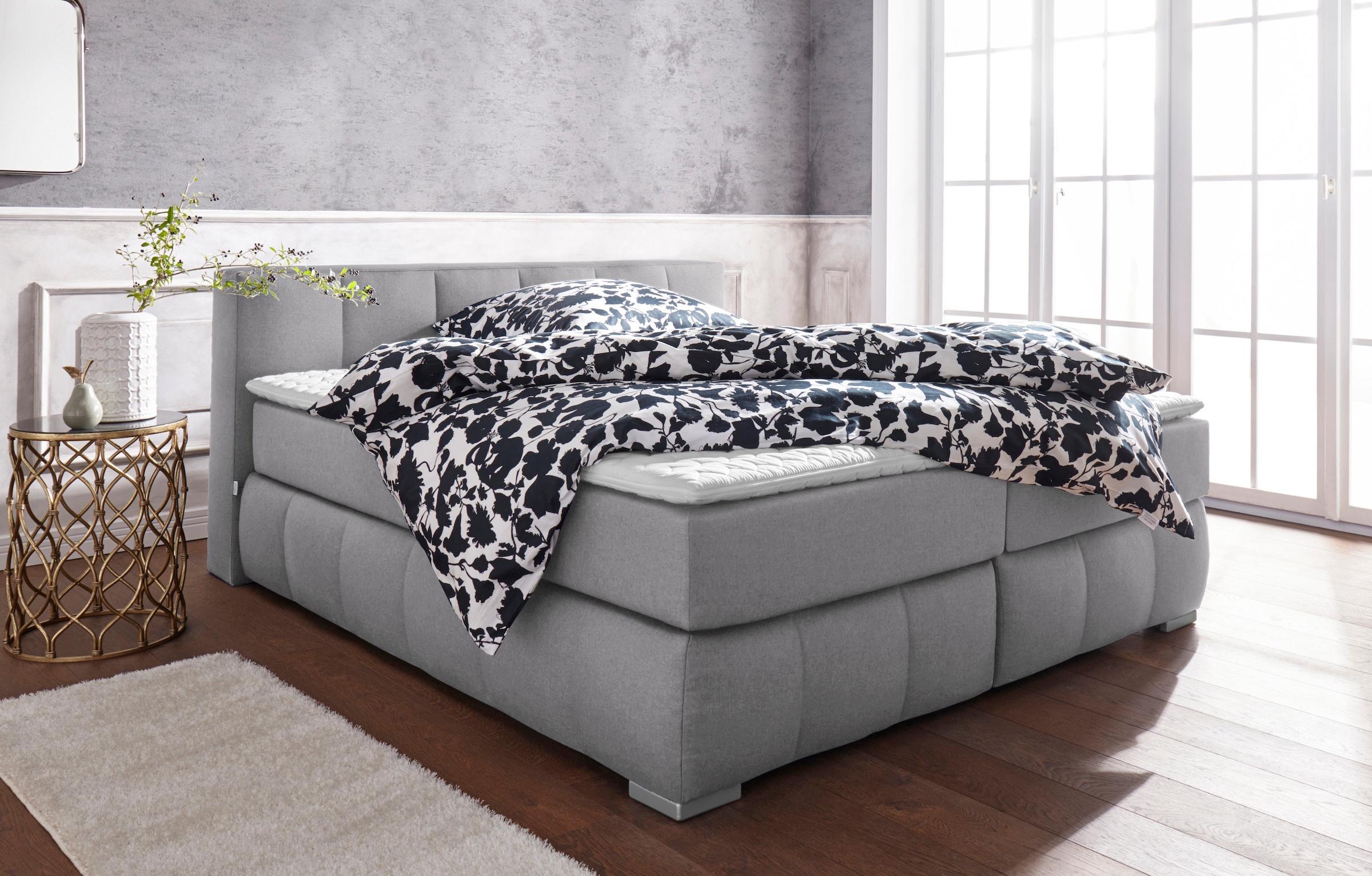 Guido Maria Kretschmer Home&Living Boxspringbett »Chelles«, inkl. Topper, in XXL- Überlänge 220 cm, Unterbox mit feine Wölbung