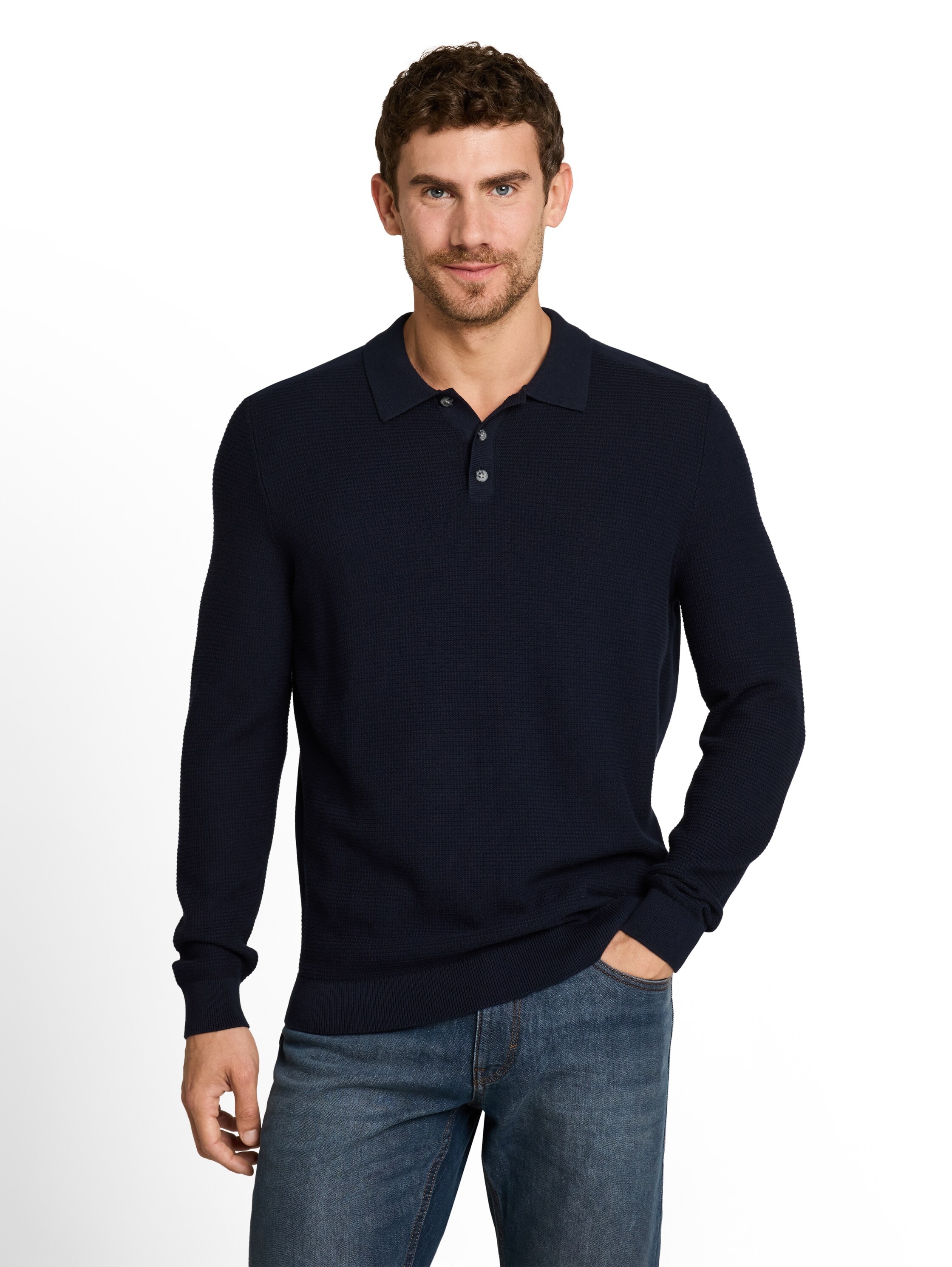 TOM TAILOR Polokragenpullover unifarben / Reine Baumwolle