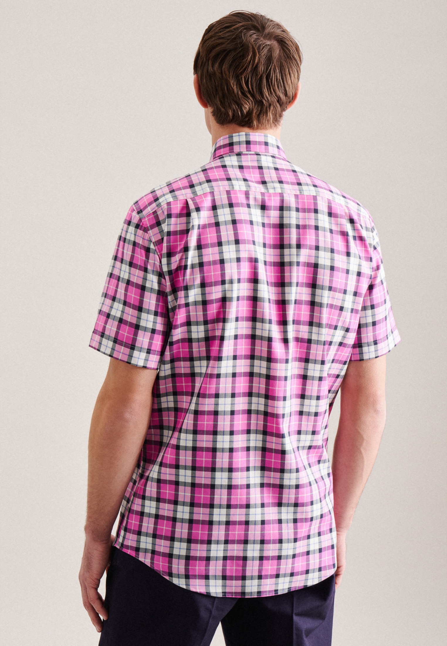 seidensticker Businesshemd »Regular«, Regular Kurzarm Button-Down-Kragen Karo