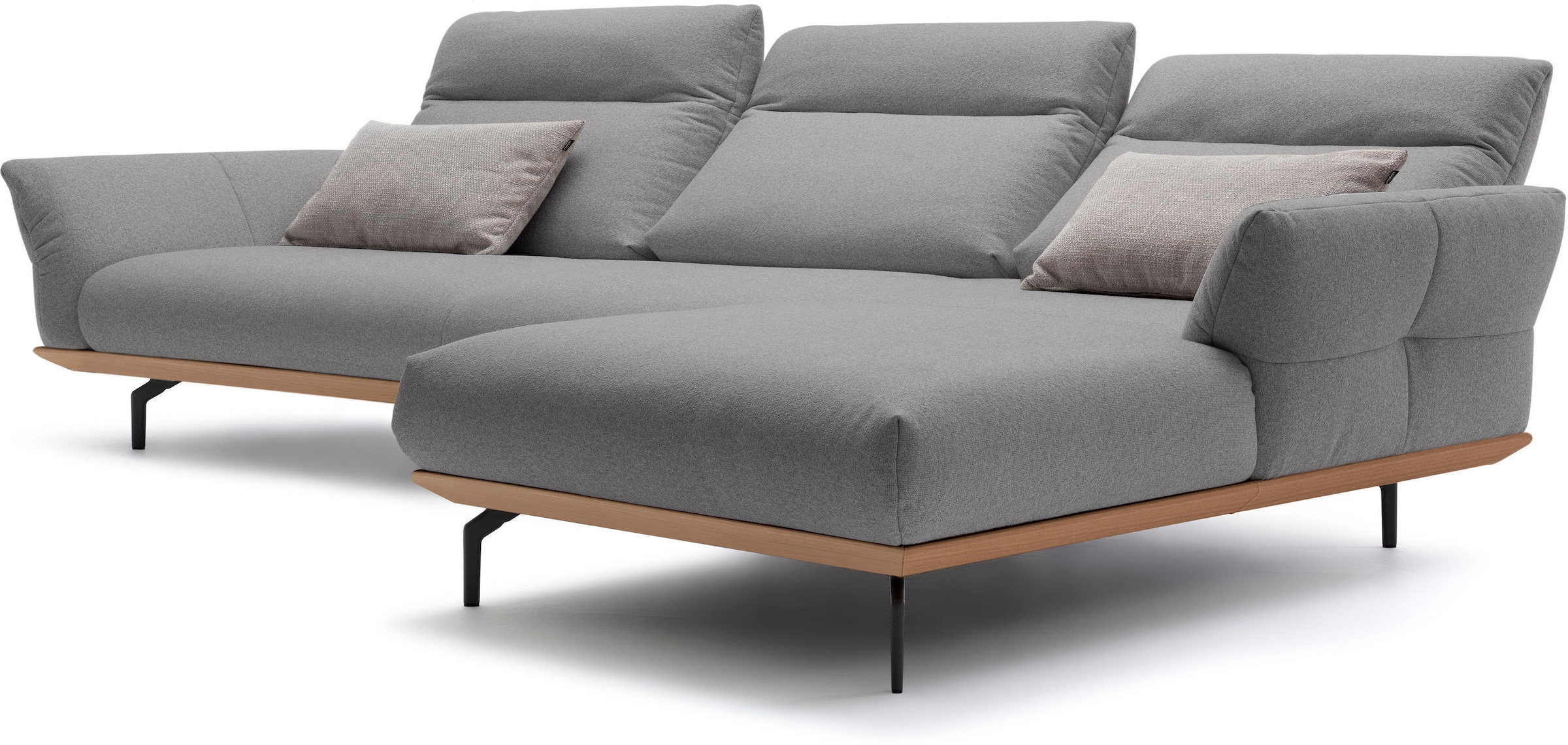 Creation BY ROLF BENZ Ecksofa »CR.460« Sockel in Eiche, Winkelfüße in Umbragrau, Breite 338 cm