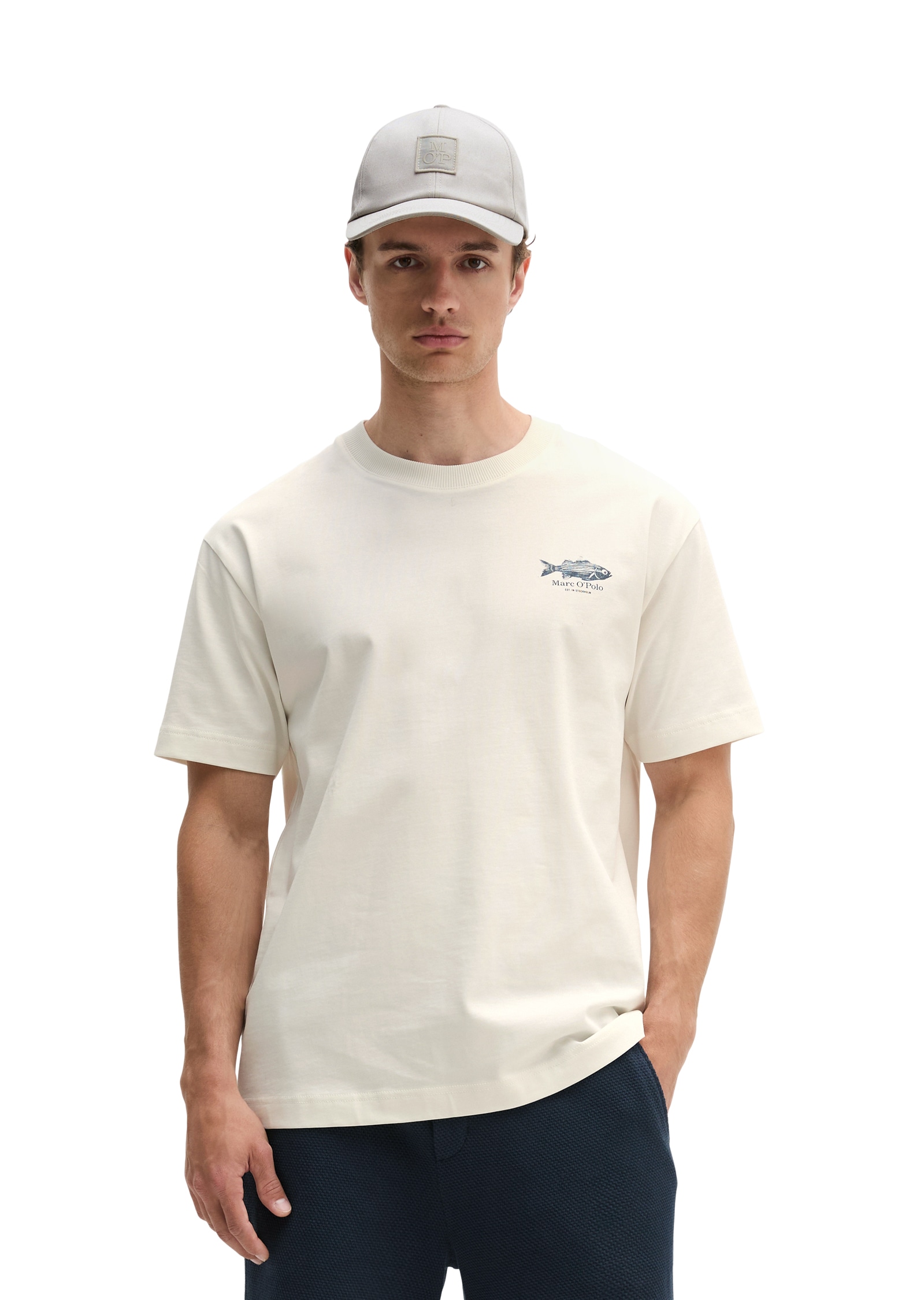 Marc O'Polo T-Shirt loose mit Fisch-Rückenprint