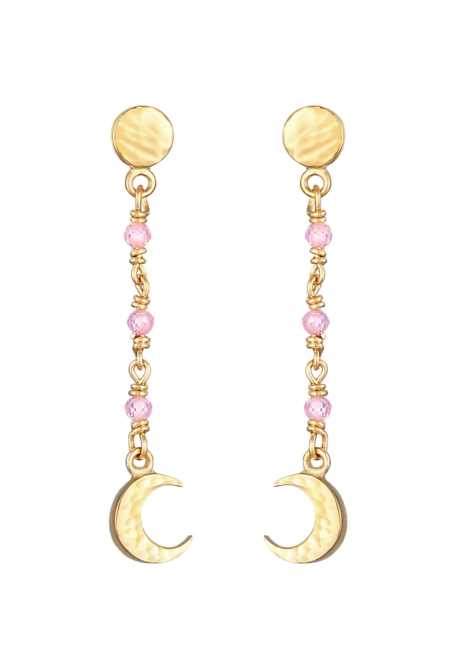 Elli Paar Ohrhänger »Ohrringe Mond Plättchen Struktur Rosa Quarz 925 Silber«