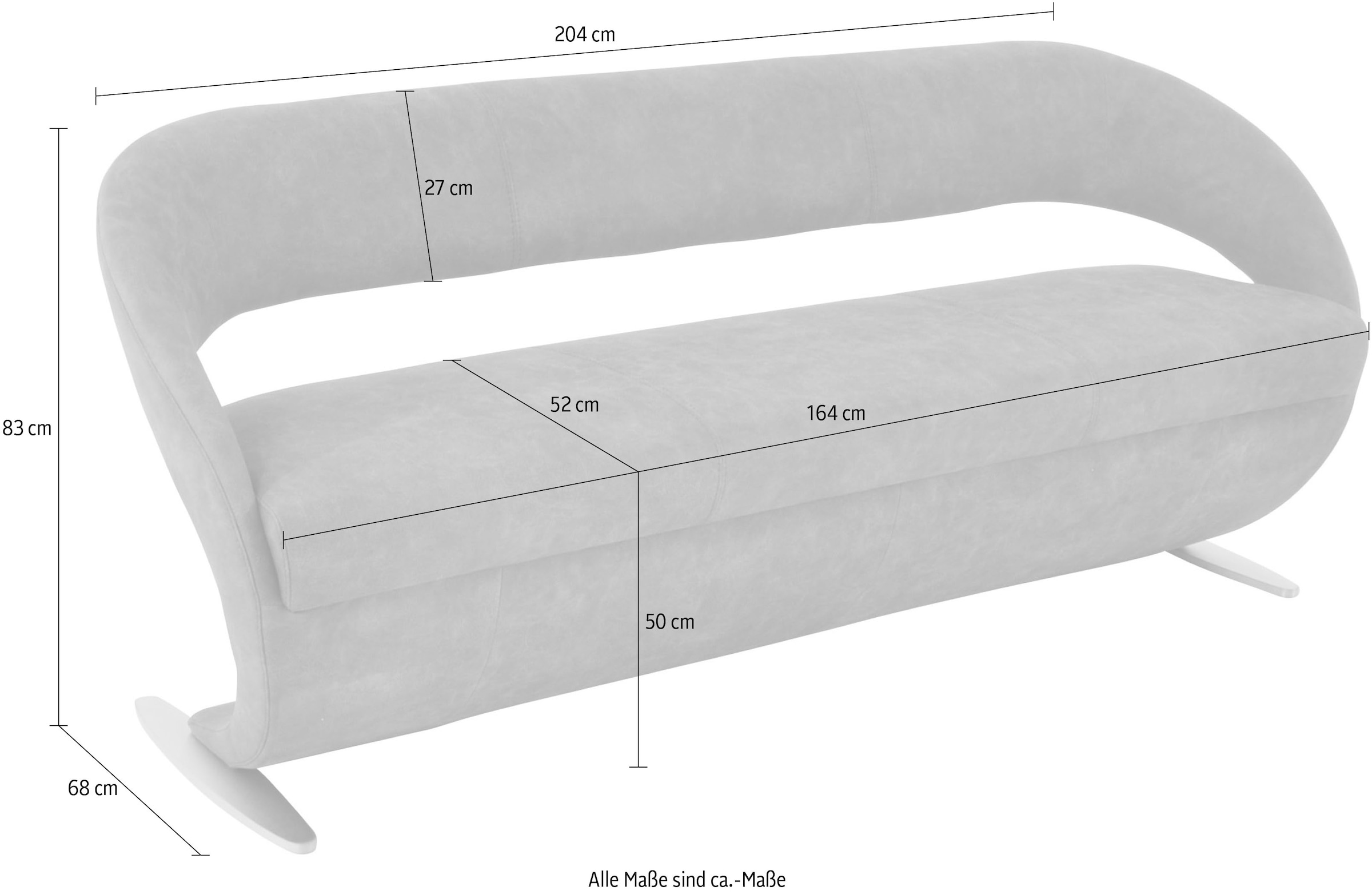 K+W Komfort & Wohnen Polsterbank »Wave« in geschwungener Optik mit Metallkufe in schwarz Struktur