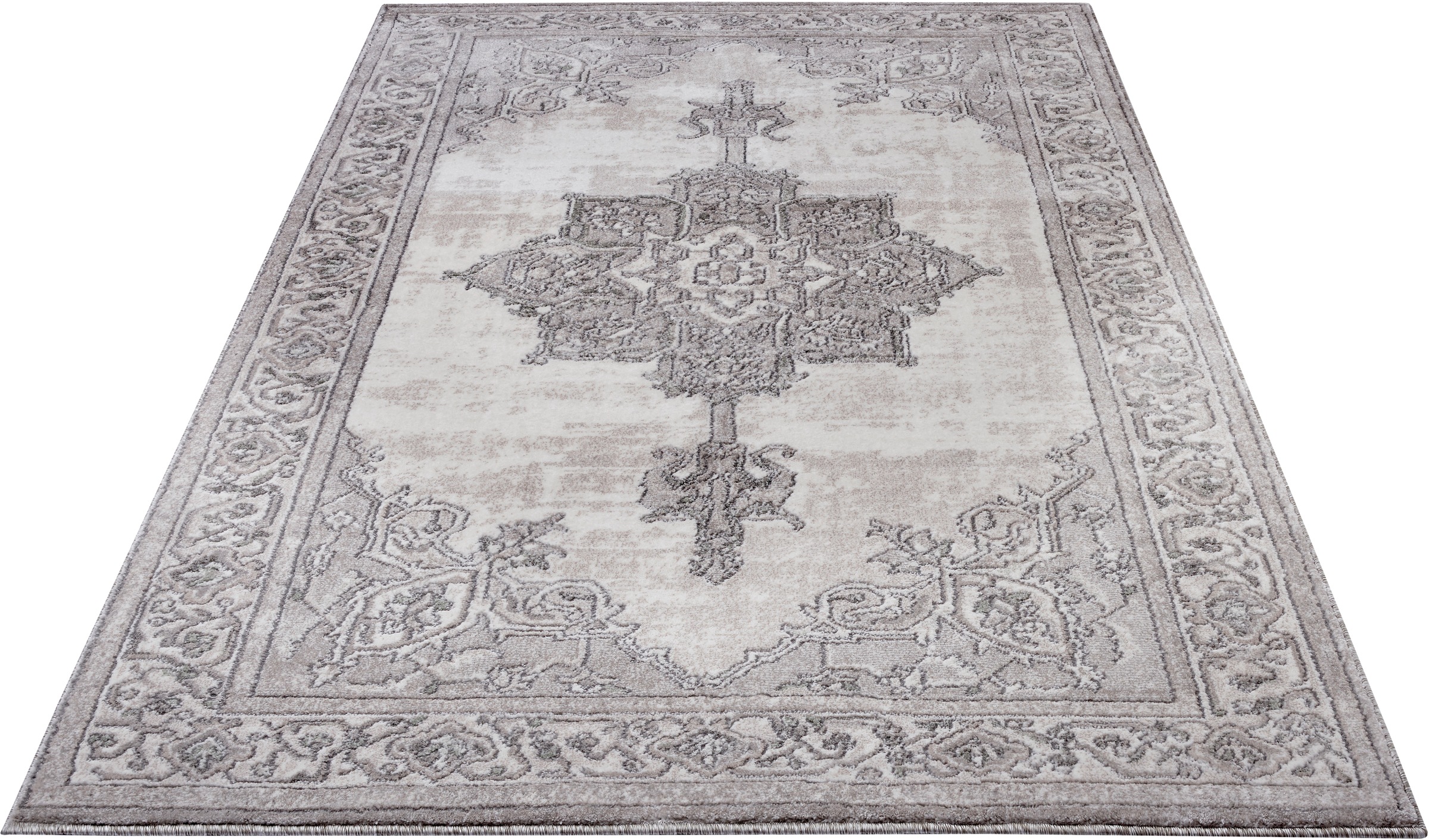 NOURISTAN Teppich »Aubusson Mirage«, rechteckig, 11 mm Höhe, Kurzflor, Vintage Design, besonders weiche durch Microfaser, Wohnzimmer, Schlafzimmer, Robust, Pflegeleicht