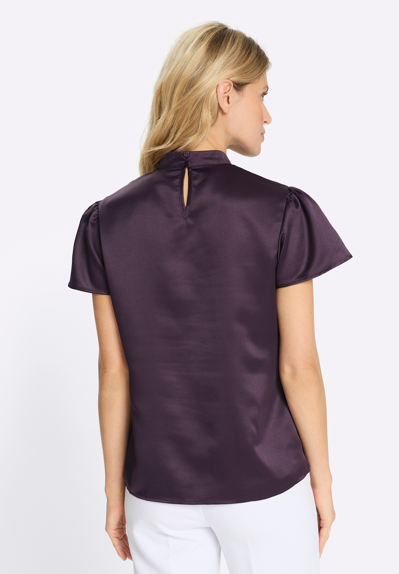 Sieh an! Klassische Bluse »Kurzarm-Bluse Satinbluse mit Flügelärmeln«