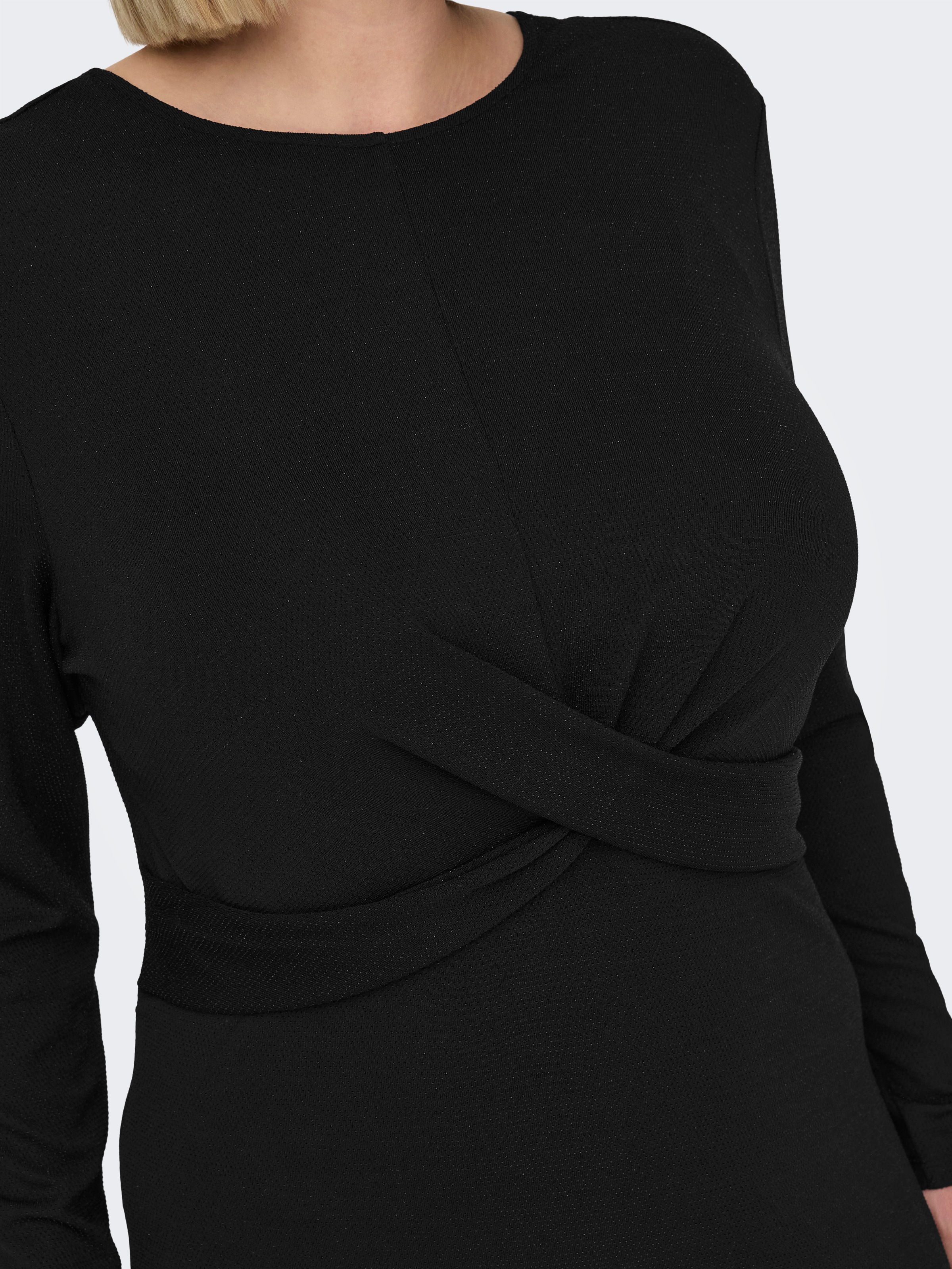 ONLY CARMAKOMA Jerseykleid »CARQUEEN L/S GLITTER TWIST DRESS JRS BF«, mit Knotendetail