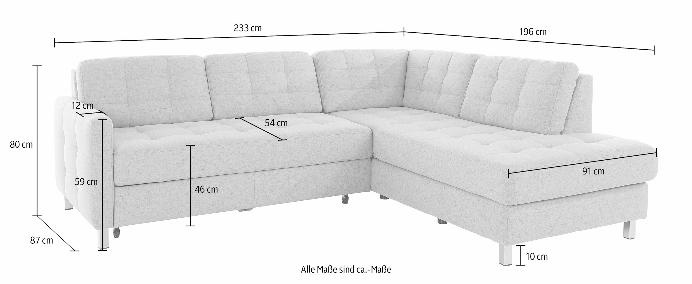 sit&more Ecksofa »Picasso L-Form« wahlweise mit Bettfunktion und Bettkasten