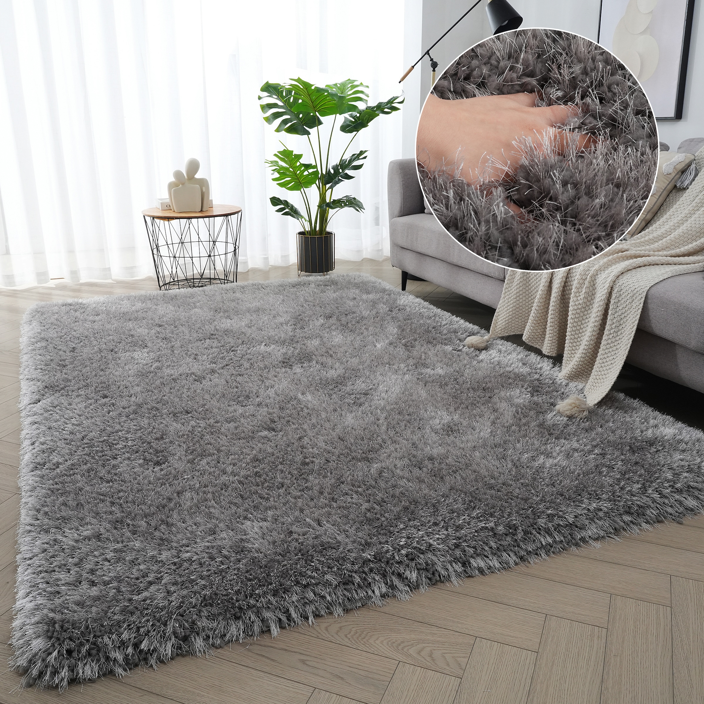 Guido Maria Kretschmer Home&Living Hochflor-Teppich »Micro exclusiv Teppich, sehr hoher Flor, weich durch Mikrofaser«, rechteckig, 78 mm Höhe, sehr weich, flauschig, uni, Wohnzimmer, Schlafzimmer, Kinderzimmer