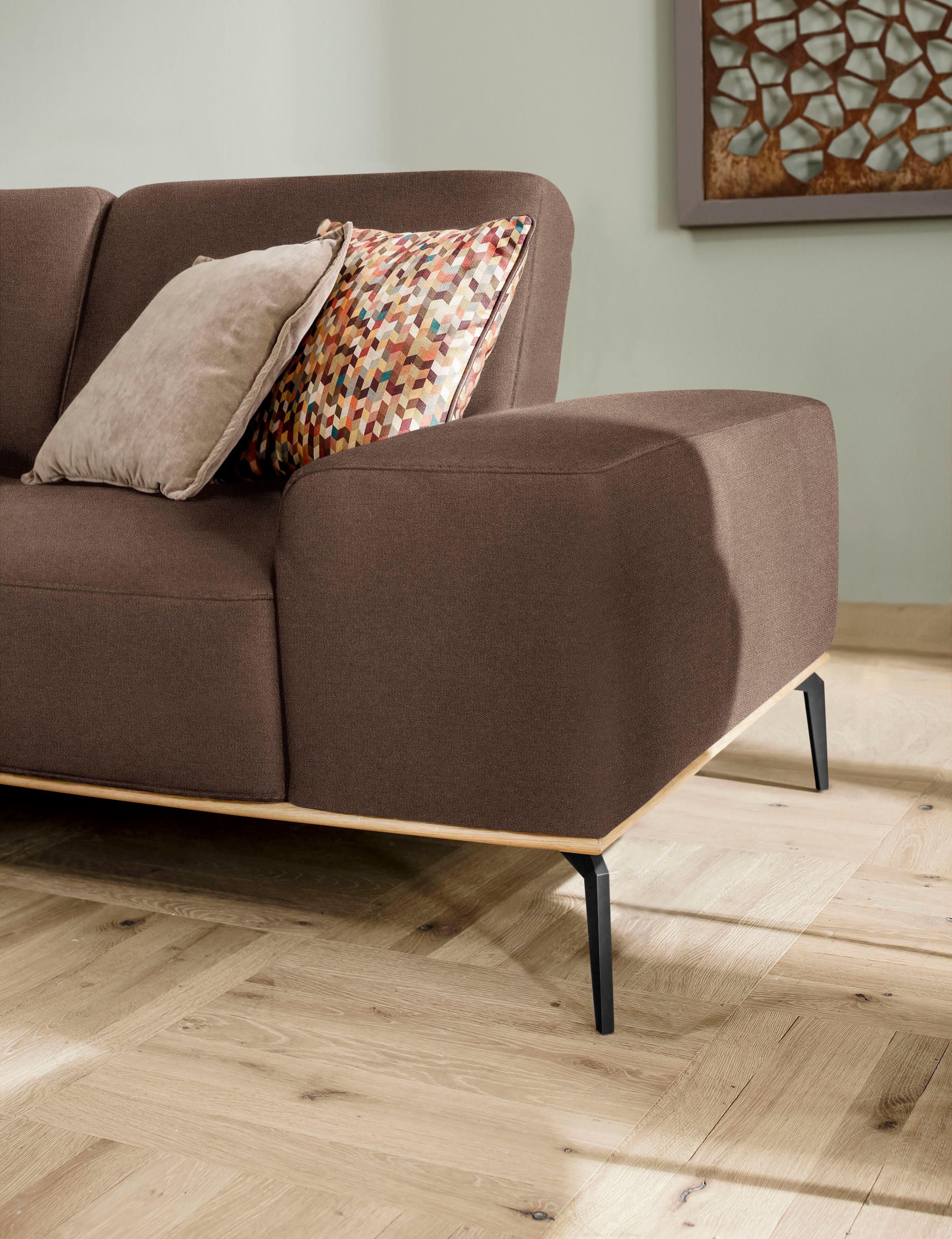 W.SCHILLIG Ecksofa »run, Designsofa mit tollem Sitzkomfort, bequem, L-Form«, mit Holzsockel, Füße in Schwarz pulverbeschichtet, Breite 279 cm