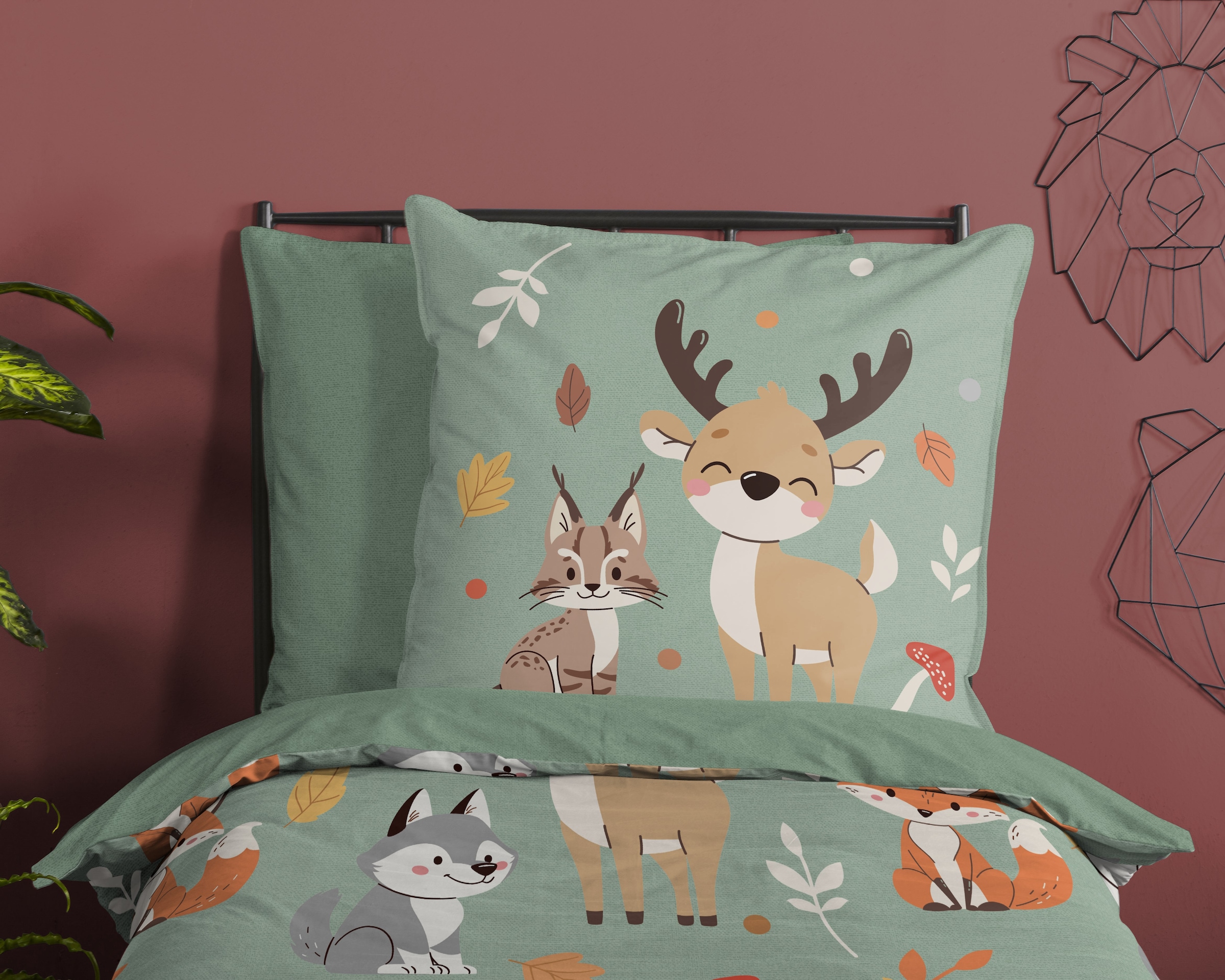 good morning Kinderbettwäsche »Ville« 2 Stk. tlg. Baumwolle, Renforcé, Wendeoptik, Kind, Herbst, Tiere