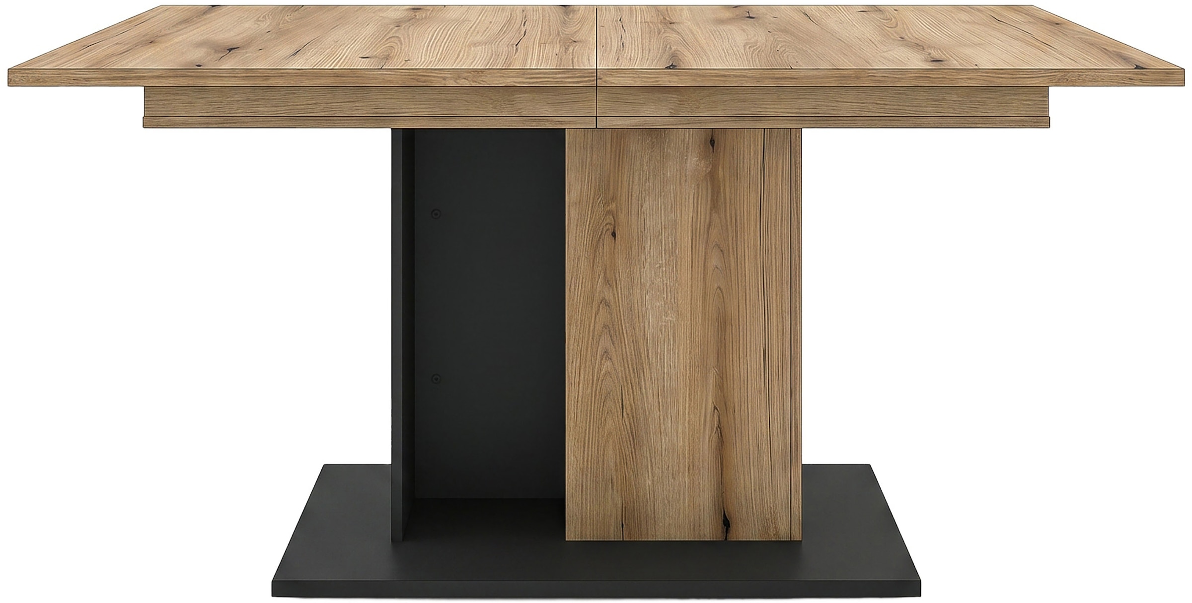 OTTO home Esstisch »MONOLITH, ausziehbar 150 -230 cm, inklusive 2x 40 cm Einlegeplatte« Doppelsäulen-Gestell mit Bodenplatte, Tisch, Küchentisch, Esszimmer