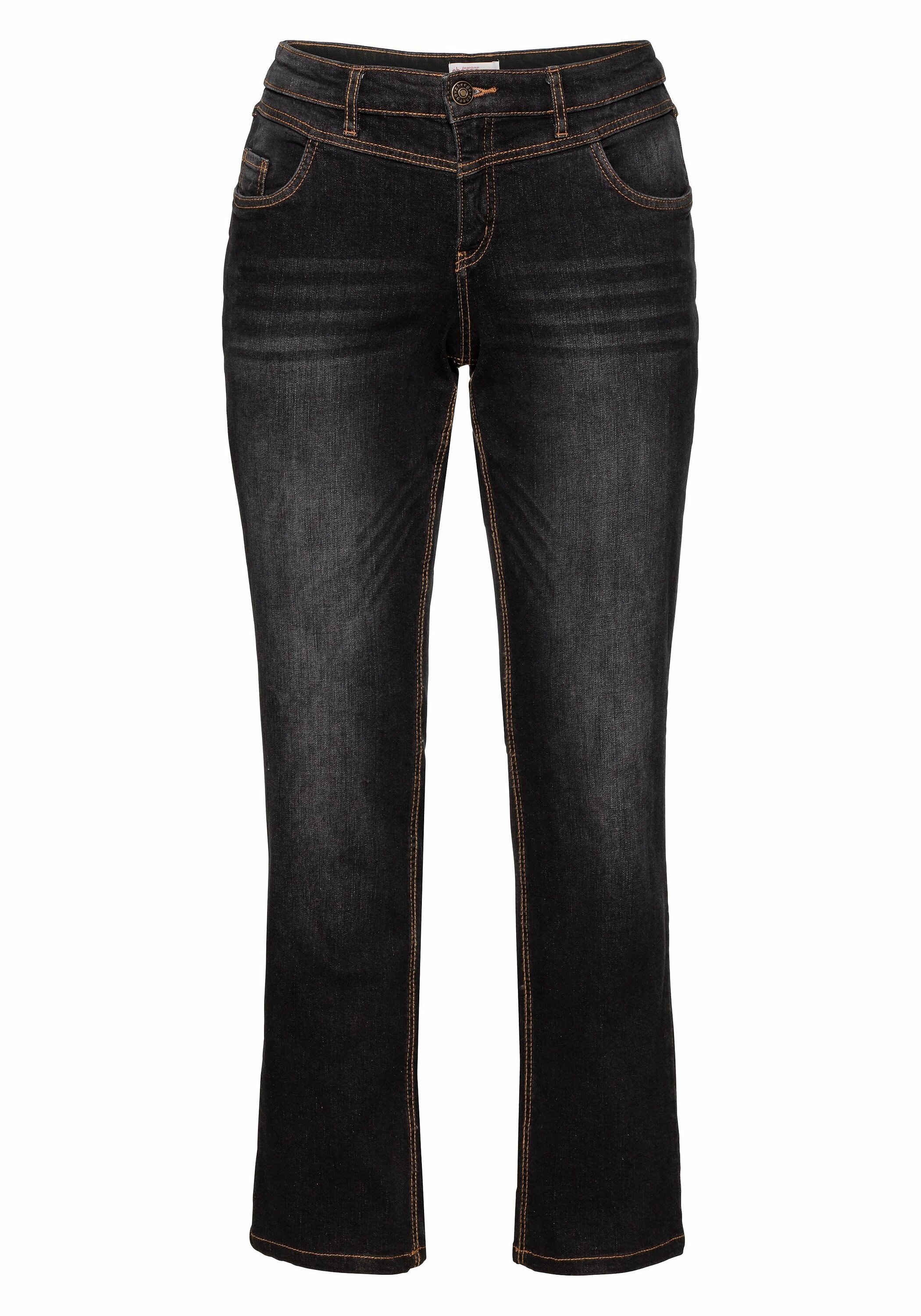 Sheego Stretch-Jeans »Jeans »Die Gerade« mit Used-Effekten«, »Die Gerade« mit Used-Effekten