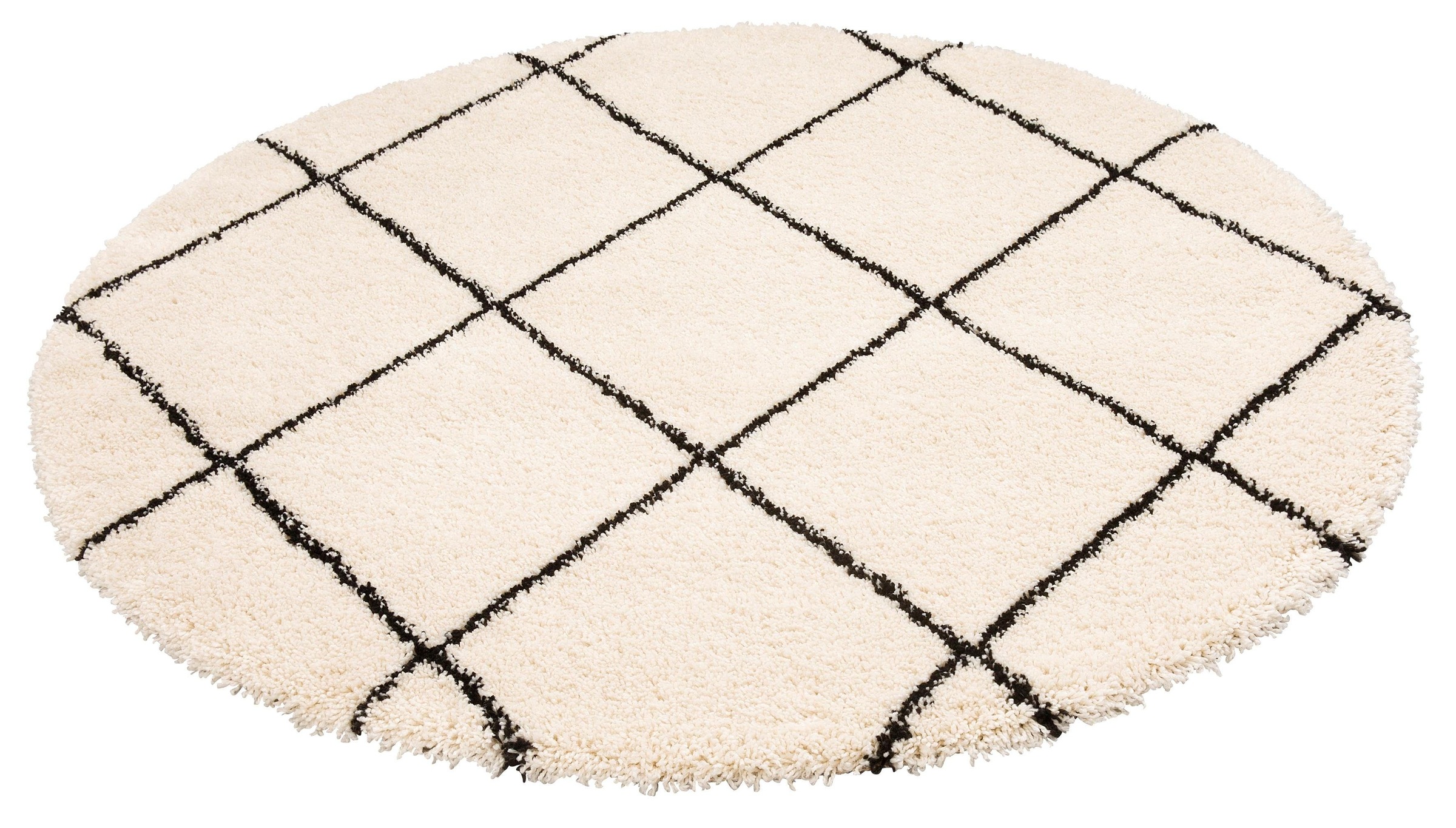 Leonique Hochflor-Teppich »Belle«, rund, 35 mm Höhe, Rauten Design, weiche Haptik, Wohnzimmer