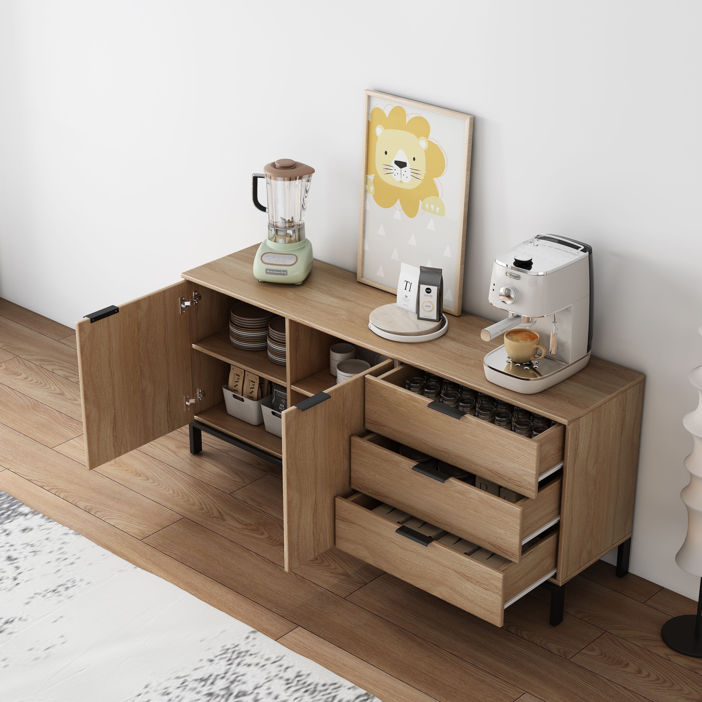 OTTO home Sideboard »Jorinde« Melaminoberfläche, flexibler Stauraum und robustes Metallgestell