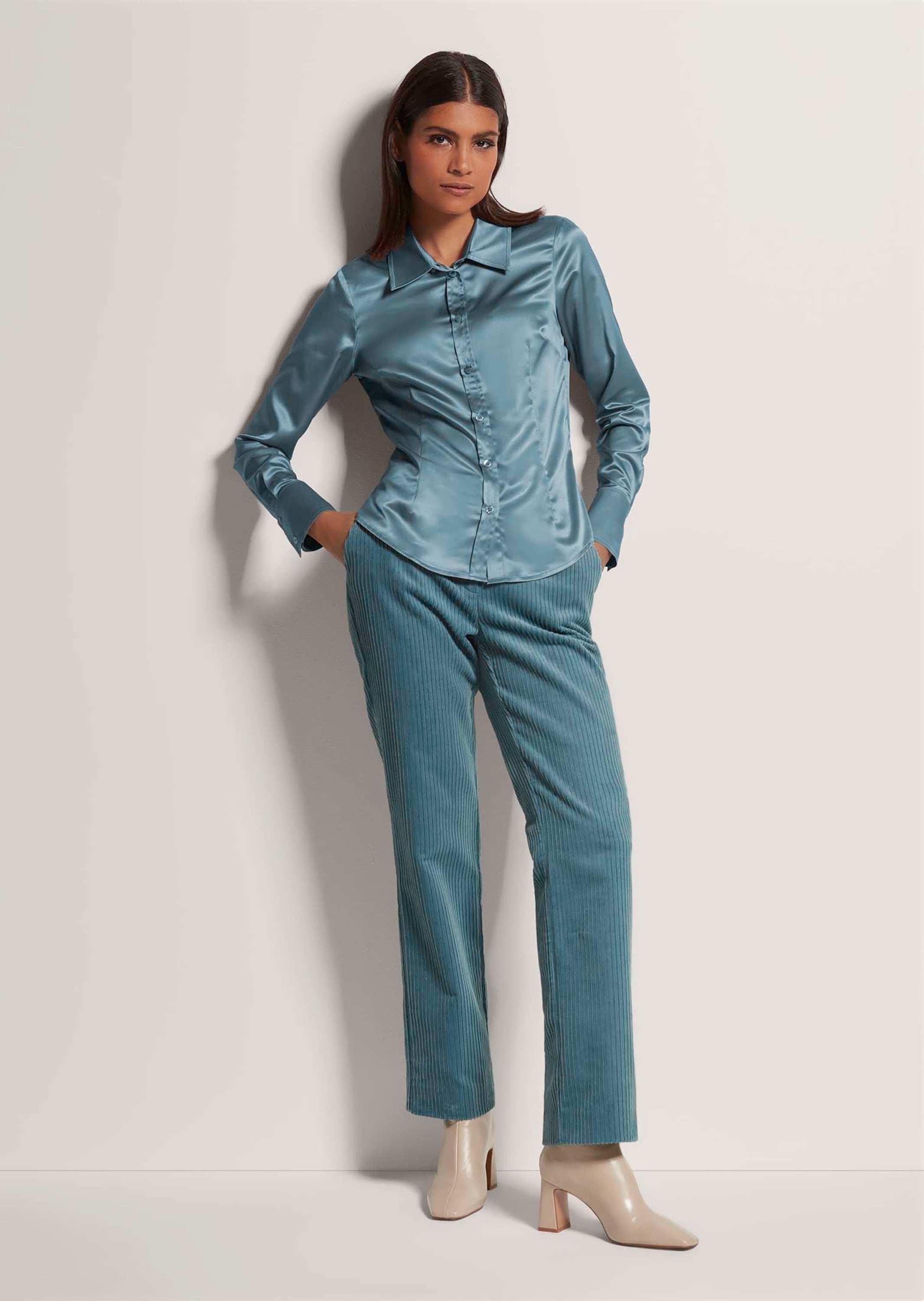 MADELEINE Hemdbluse »Bluse Hemdbluse mit glänzendem Finish« Satinbluse