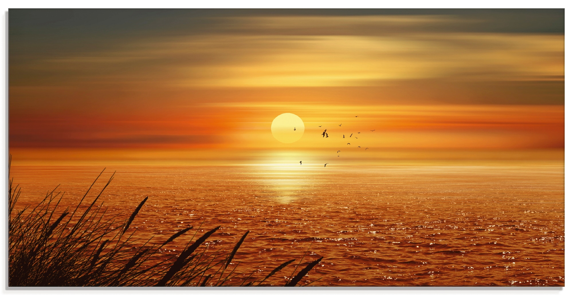 Artland bei OTTO & in Größen Meer«, St.), (1 online dem »Sonnenuntergang über Glasbild kaufen Sonnenaufgang verschiedenen -untergang,