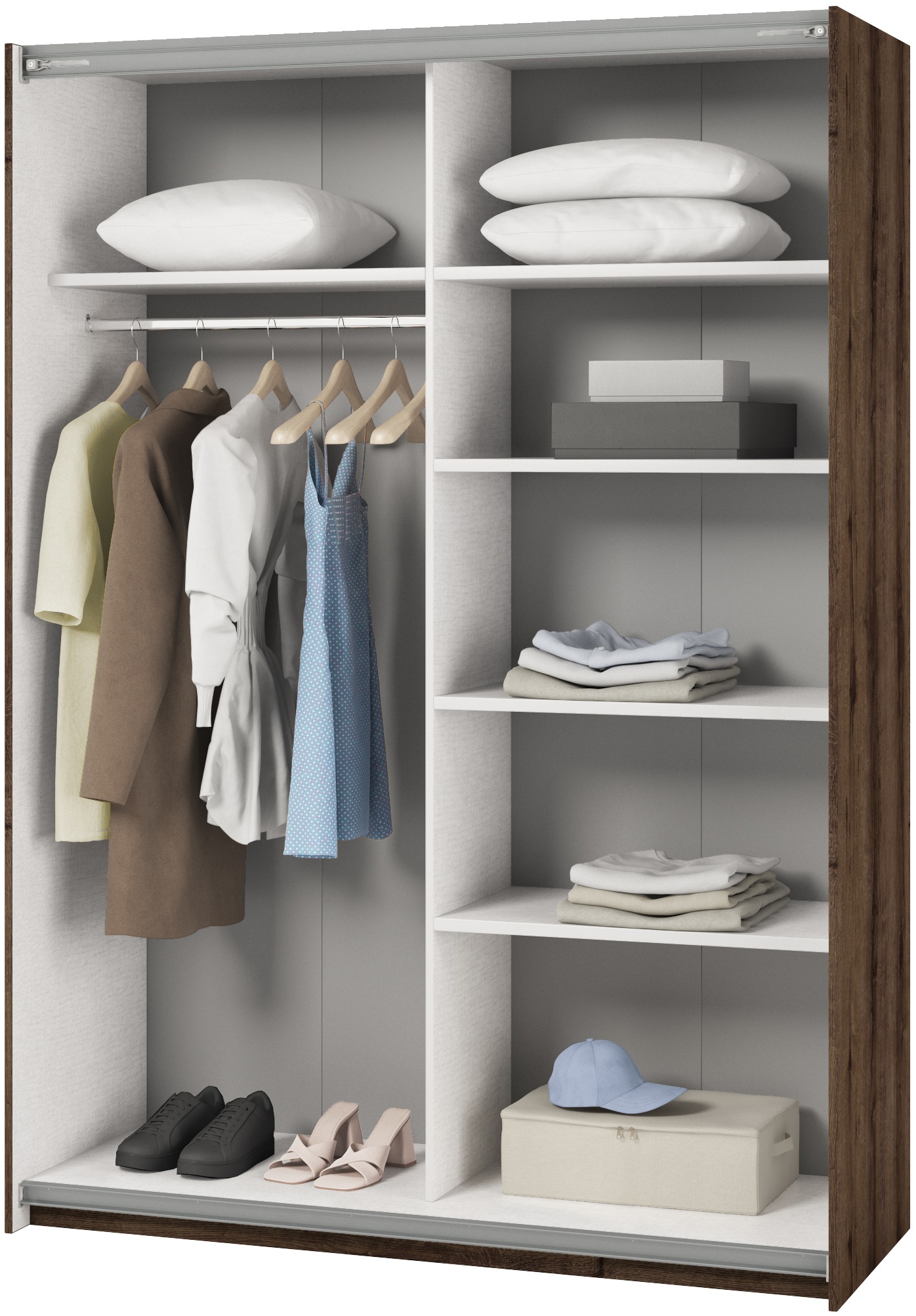 Helvetia Schwebetürenschrank Beta, mit Spiegelelement, inkl. 1 Kleiderstange und 5 Einlegeböden