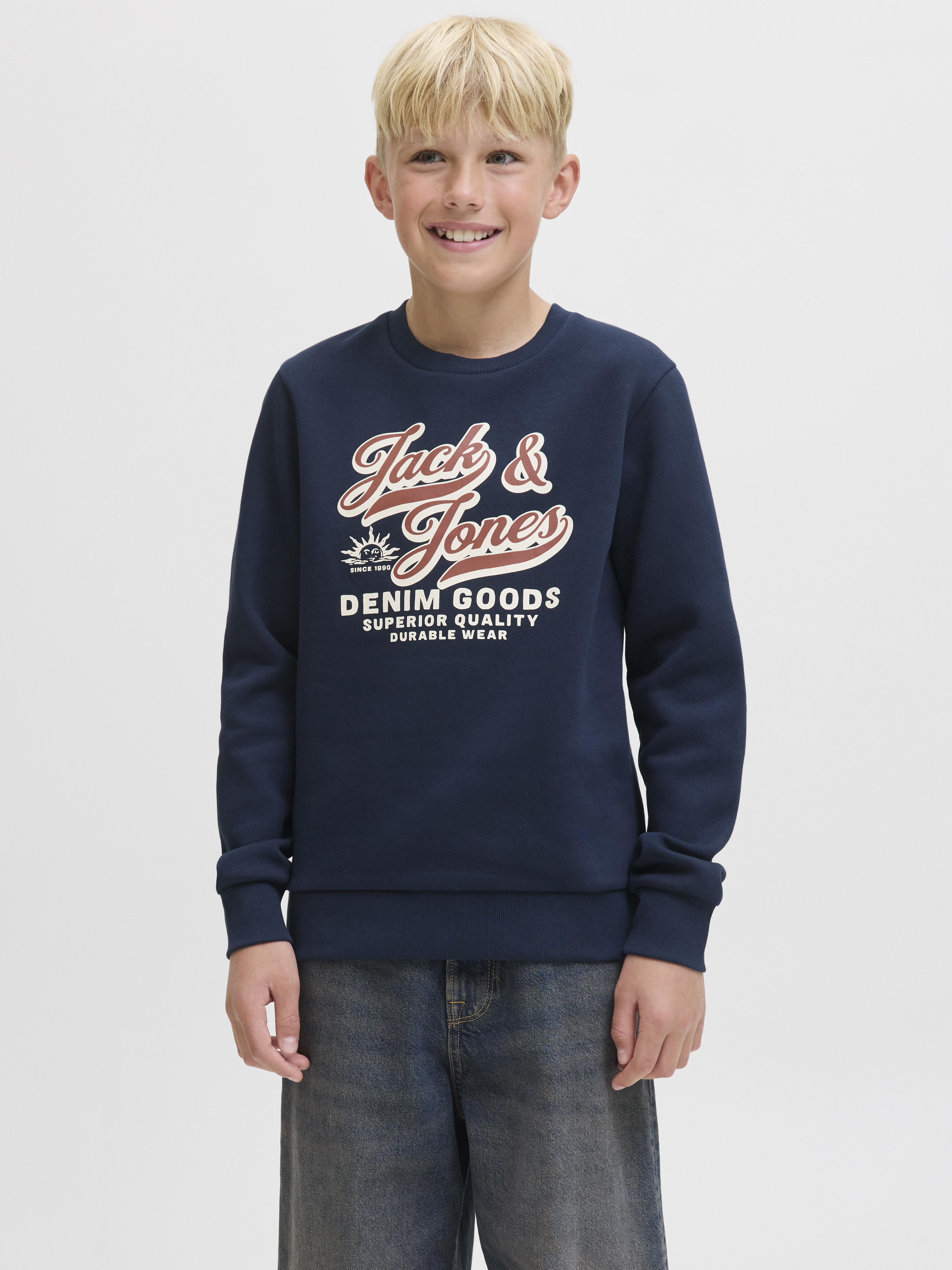 Jack & Jones Jjelogo Felpa Con Cappuccio Bambino - Ragazzo, Maniche Lunghe, Cotone, Taglio Normale, Colore Blu, Autunno Inverno