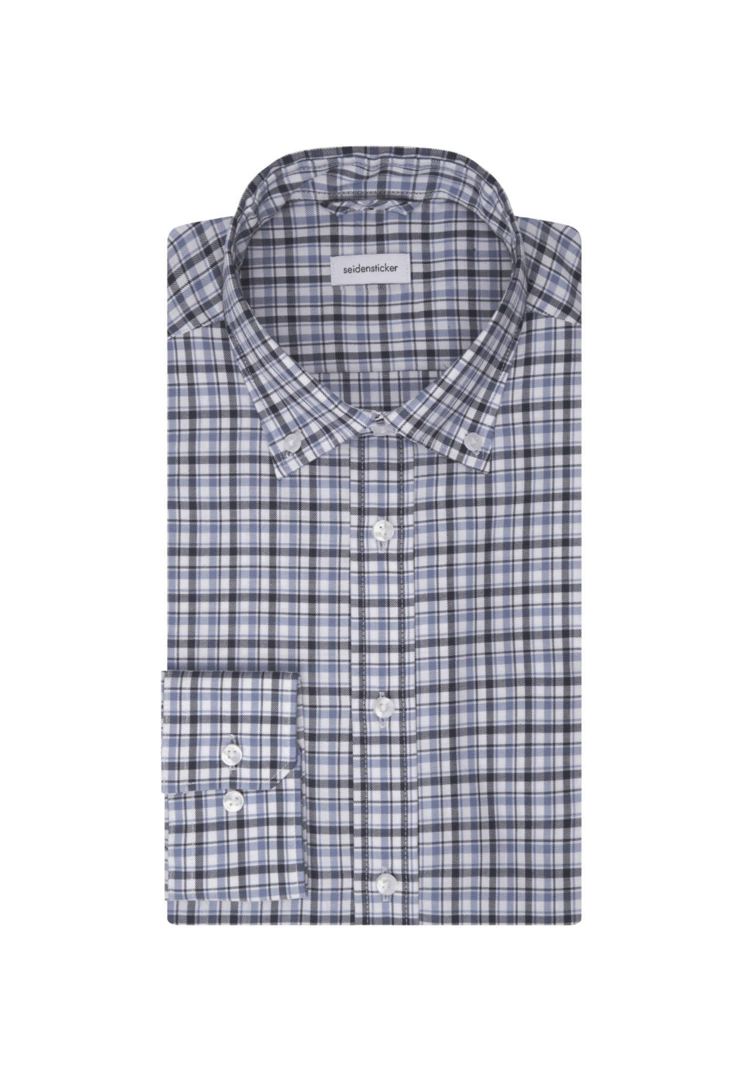 seidensticker Businesshemd »Slim«, Slim Langarm Button-Down-Kragen Karo