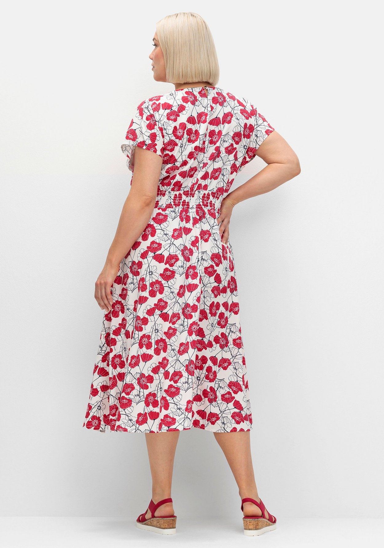Sheego Druckkleid »Kleid mit Minimalprint und Smokbund«