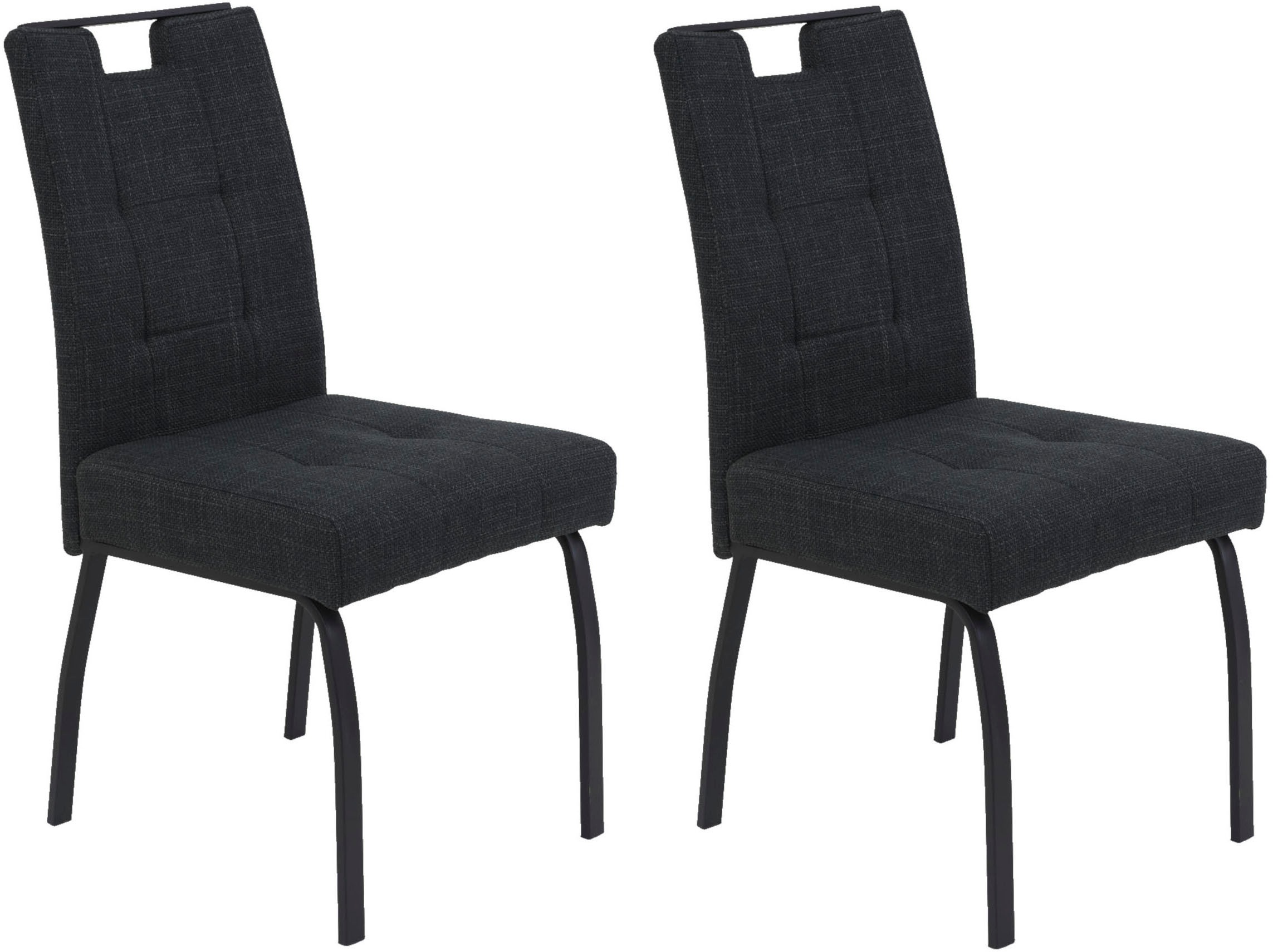 HELA 4-Fußstuhl »LINZ, Esszimmerstuhl, Komfortstuhl«, (Set), 2 St., Microfaser-Webstoff, XL-Sitz,elegante Griffleiste,Komfortsitz mit Federkern,140kg belastbar