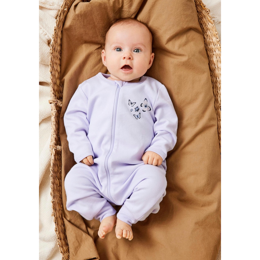 Name It Strampler »NBFNIGHTSUIT 2P ZIP PURPLE FLOWER NOOS«, (2 tlg., 2er-Pack)