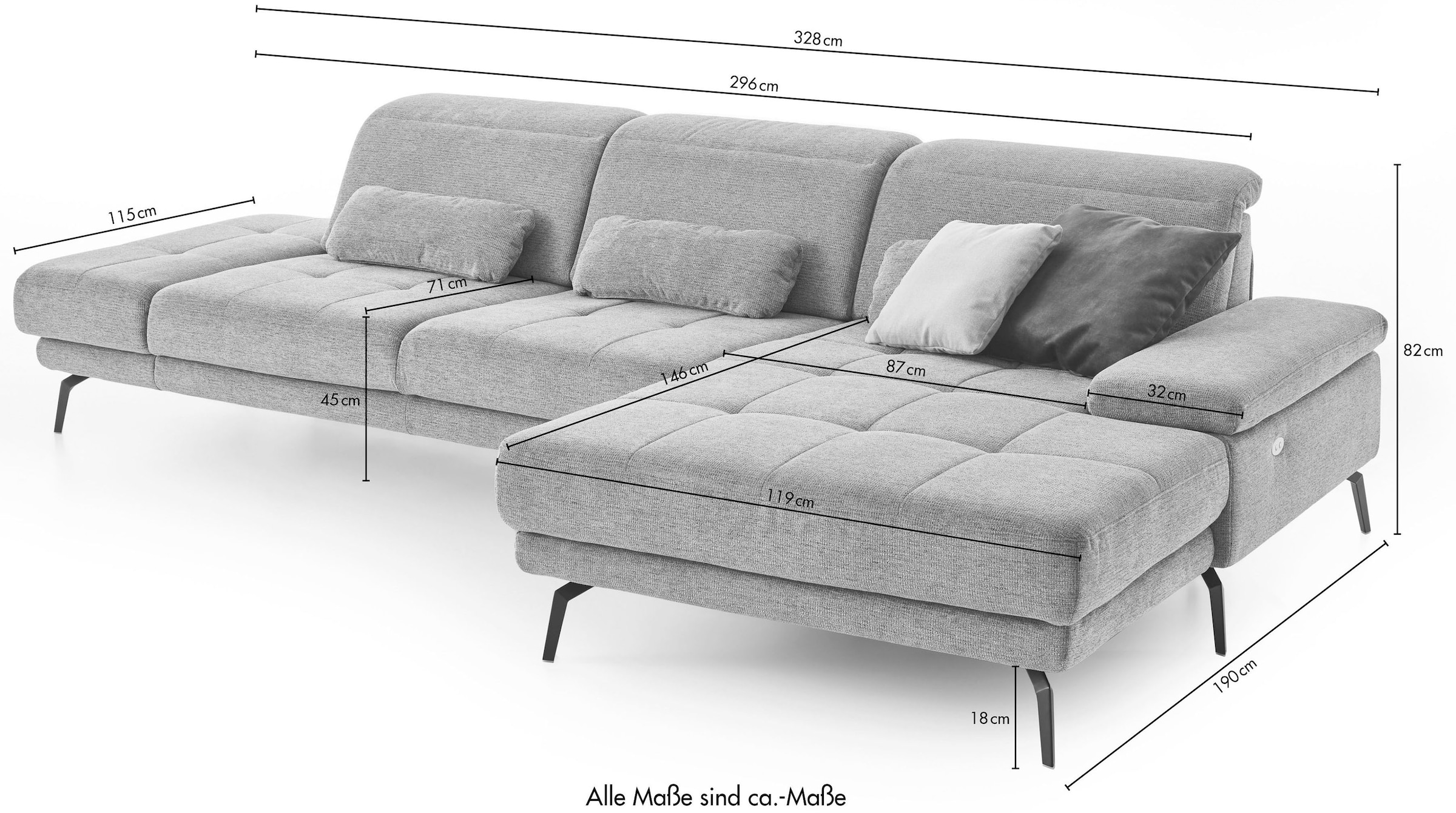 Die PlanBar Ecksofa »MP-IN20126 L-Form mit Federkern-Polsterung«, mit Kopfteilverstellung, optional Sitztiefen- & Armteilverstellung
