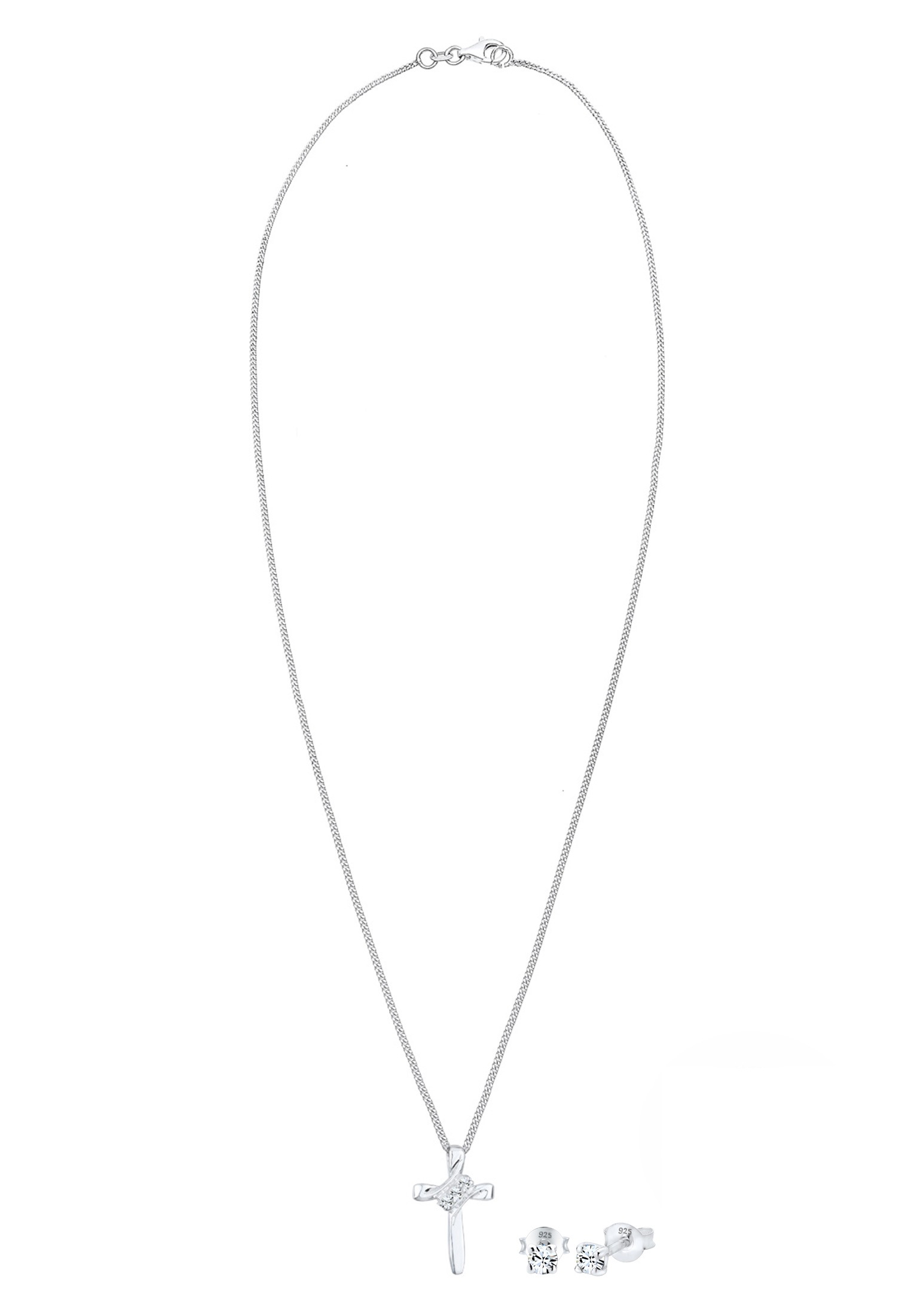 Elli Ohrring und Ketten Set »Schmuckset Kreuz Weiß 925 Sterling Silber, mit Kristallen von Swarovski®«