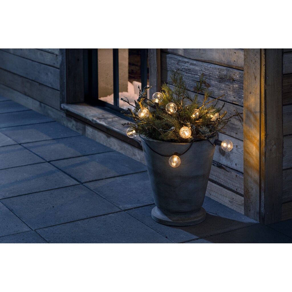 KONSTSMIDE LED-Lichterkette »Weihnachtsdeko aussen«, 20 St.-flammig, LED Biergartenkette, 20 klare Birnen / 40 bernsteinfarbene Dioden