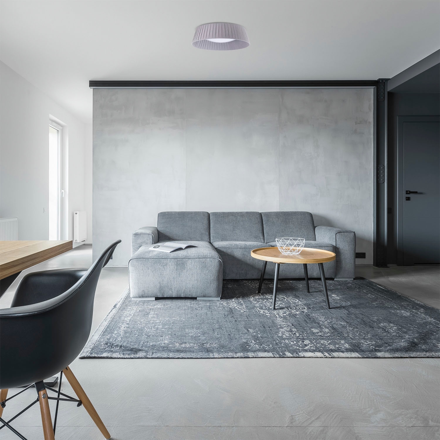 Paco Home Deckenleuchte »TARTE«, Leuchtmittel E27 | ohne Leuchtmittel, Rund Büroleuchte 2 x E27 Textilschirm Modern Geschlossen Unifarben