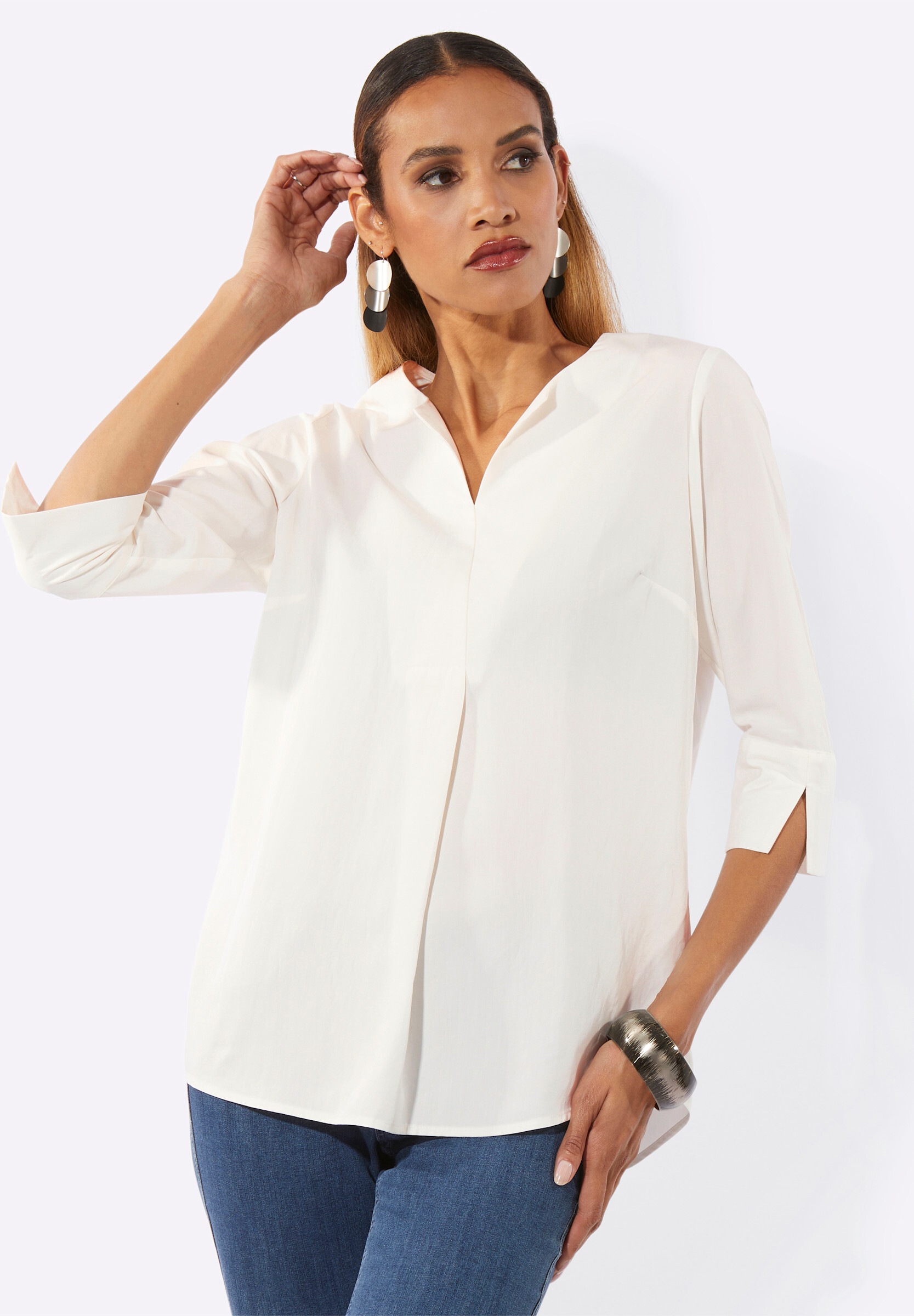 creation L Schlupfbluse »Modal-Bluse Schlupfbluse mit 3/4-Ärmeln«