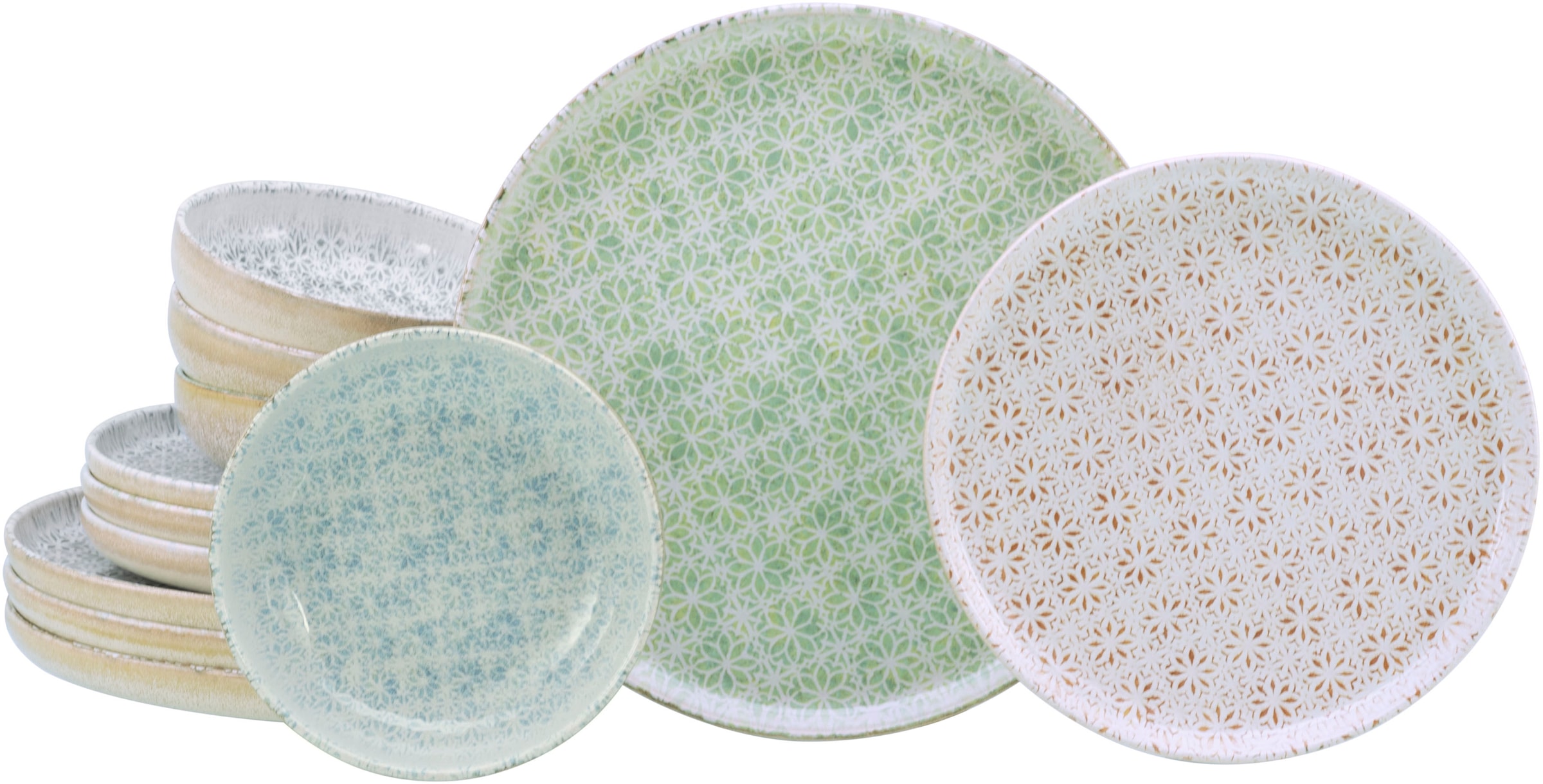 CreaTable Teller-Set »Uno Emiliana, Tellerset 12-tlg« Shabby Look, Vintage Style