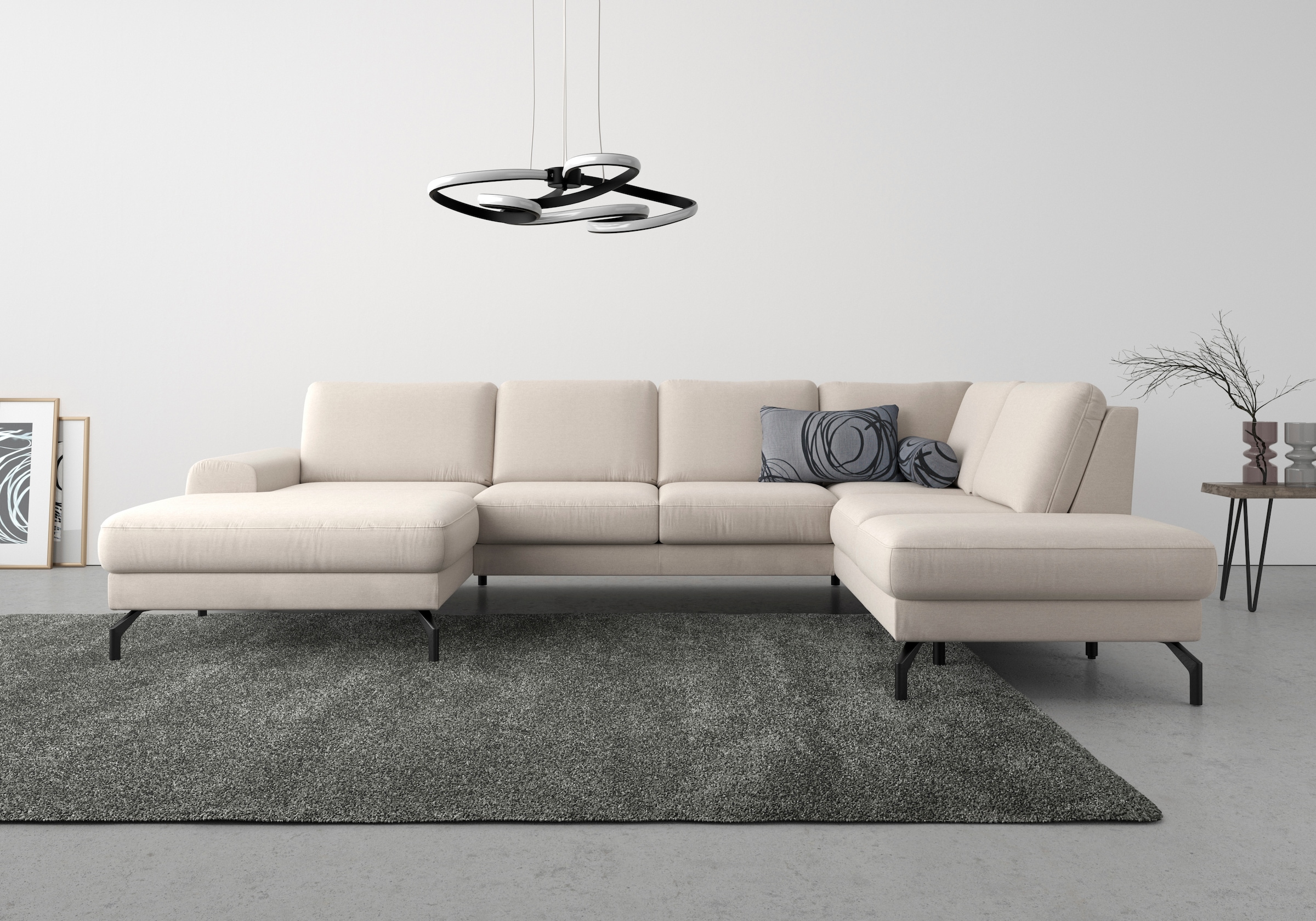 sit&more Wohnlandschaft »Cinturo U-Form«, inklusive Sitztiefenverstellung und Federkern, Sitzhöhe 48 cm