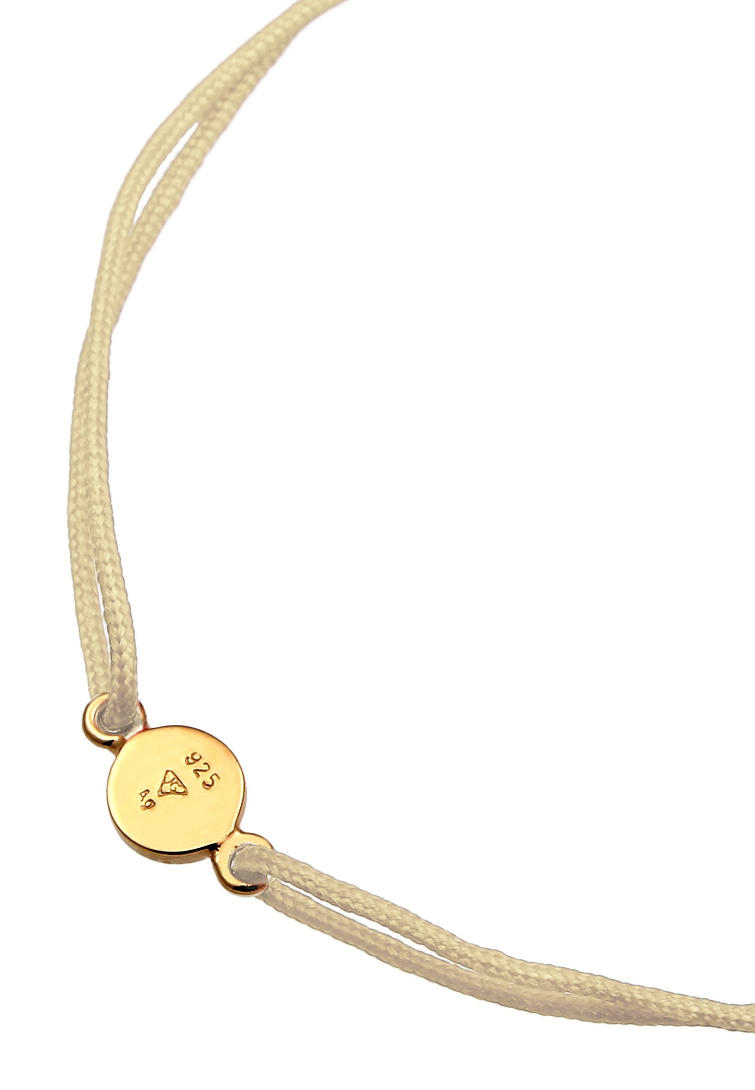 Elli Armkette »Armband Nylonband Plättchen Anhänger 925 Sterling Silber vergoldet«