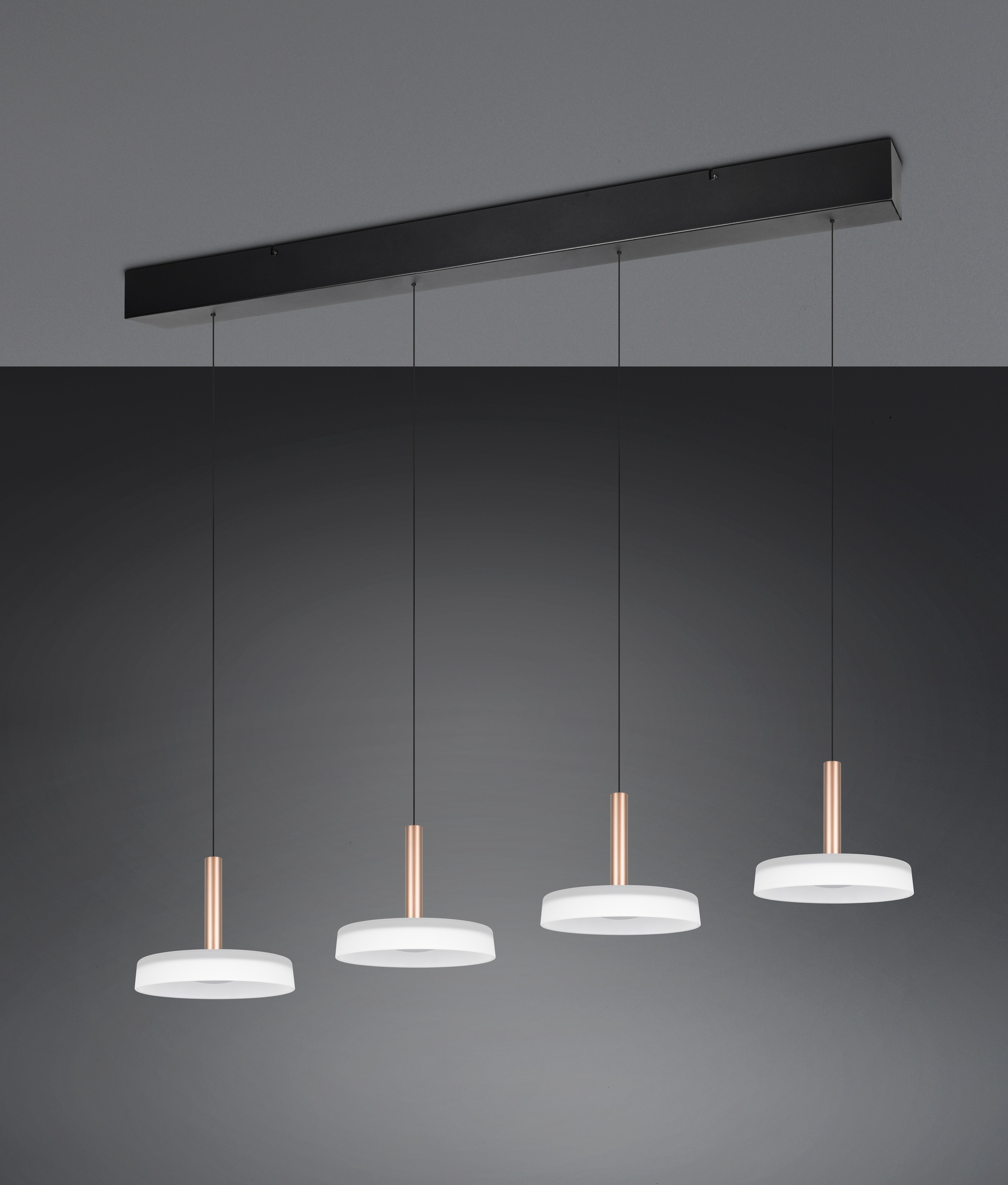 TRIO Leuchten LED Pendelleuchte »CELESTE dimmbare LED Hängelampe aus Metall und Glas, 7,5W, 750 Lumen« LED-Board 1 Stk. Warmweiß 4-flammig einfach höhenverstellbar von 50-200 cm 3-Stufen Dimmfunktion