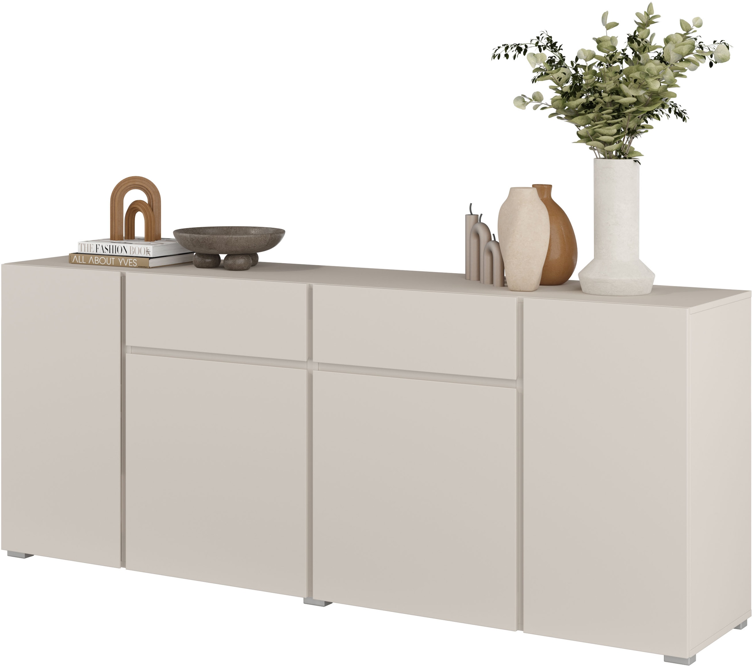 OTTO home Sideboard »Metric,Breite 195 cm, grifflose Kommode 4 Türen/2 Schubkästen« Schubladenschrank mit viel Stauraum, Einlegeböden verstellbar