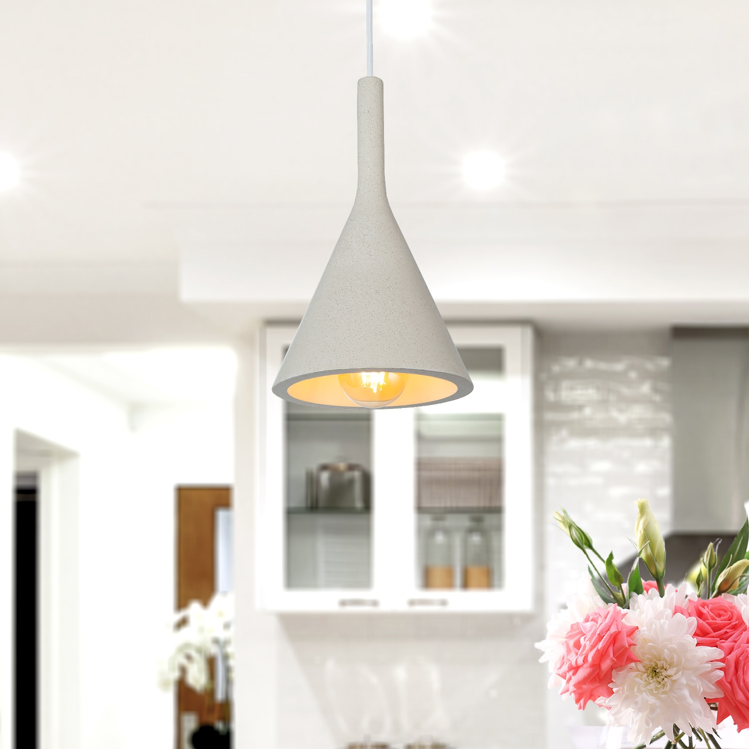 Paco Home Pendelleuchte »CLOUCH«, 1 flammig, Leuchtmittel E27 | ohne Leuchtmittel, LED, E27, Lampe Für Wohnzimmer Esszimmer Küche, Höhenverstellbar