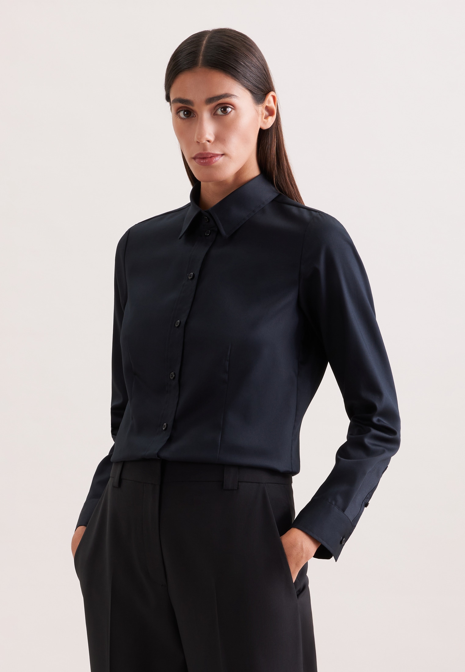 seidensticker Hemdbluse »Schwarze Rose« 1/1 Kragen Uni