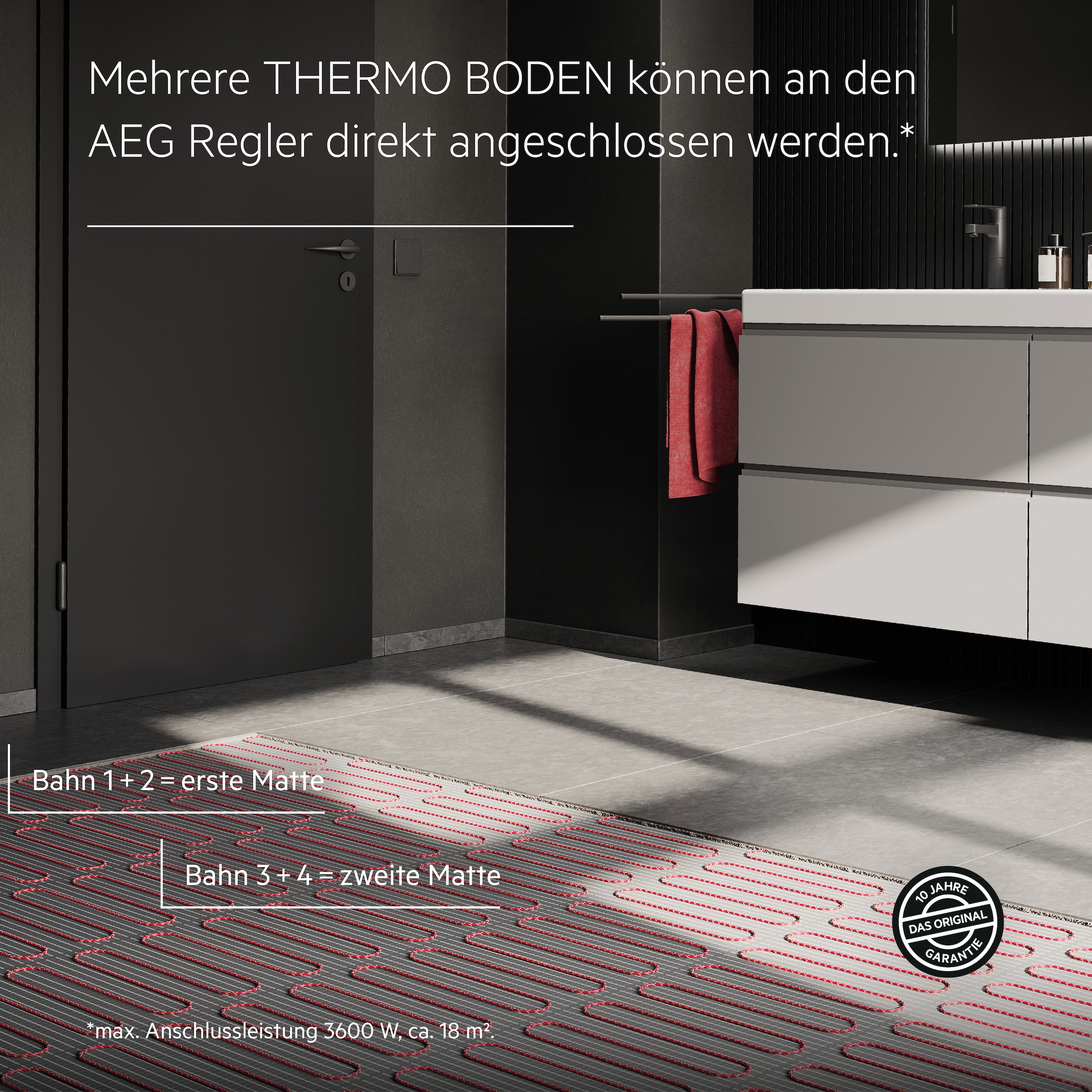 AEG Haustechnik Fußbodenheizung »Turbo Thermo Boden »TBS TC 200/3 Set Plus««, Elektrische Fußbodenheizung, Komplettset 3 m², 200 W/m²